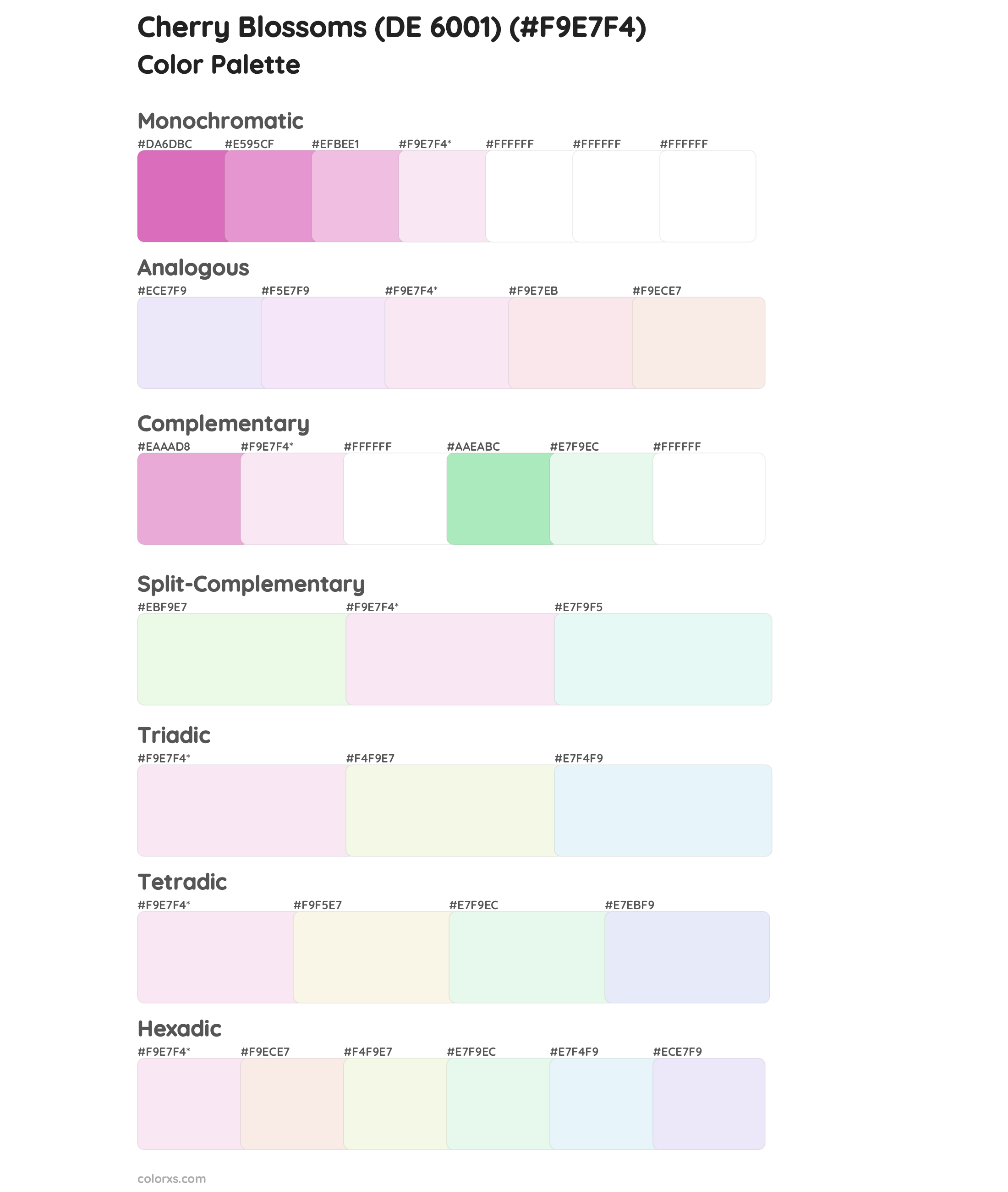 Cherry Blossoms (DE 6001) Color Scheme Palettes