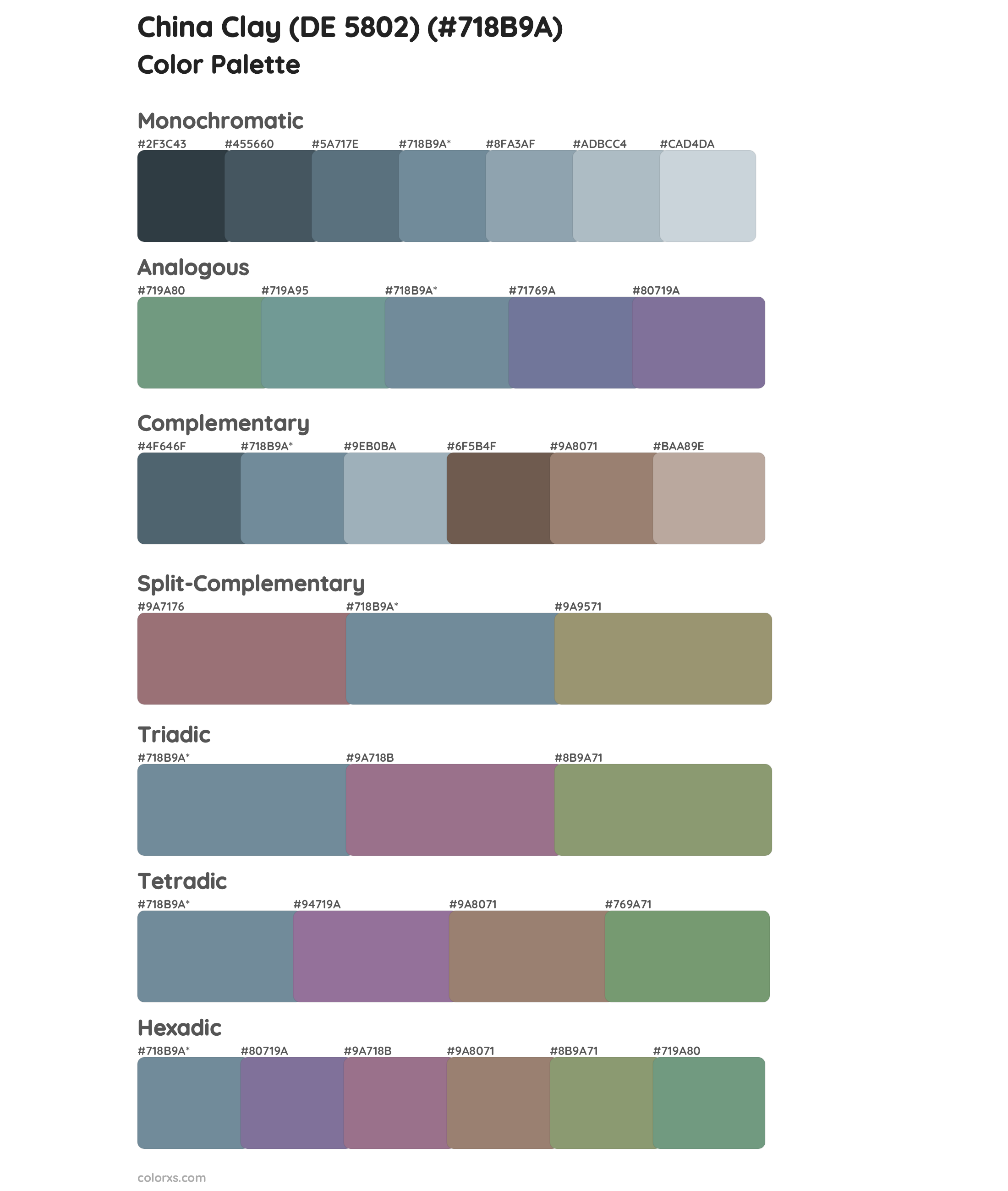 China Clay (DE 5802) Color Scheme Palettes