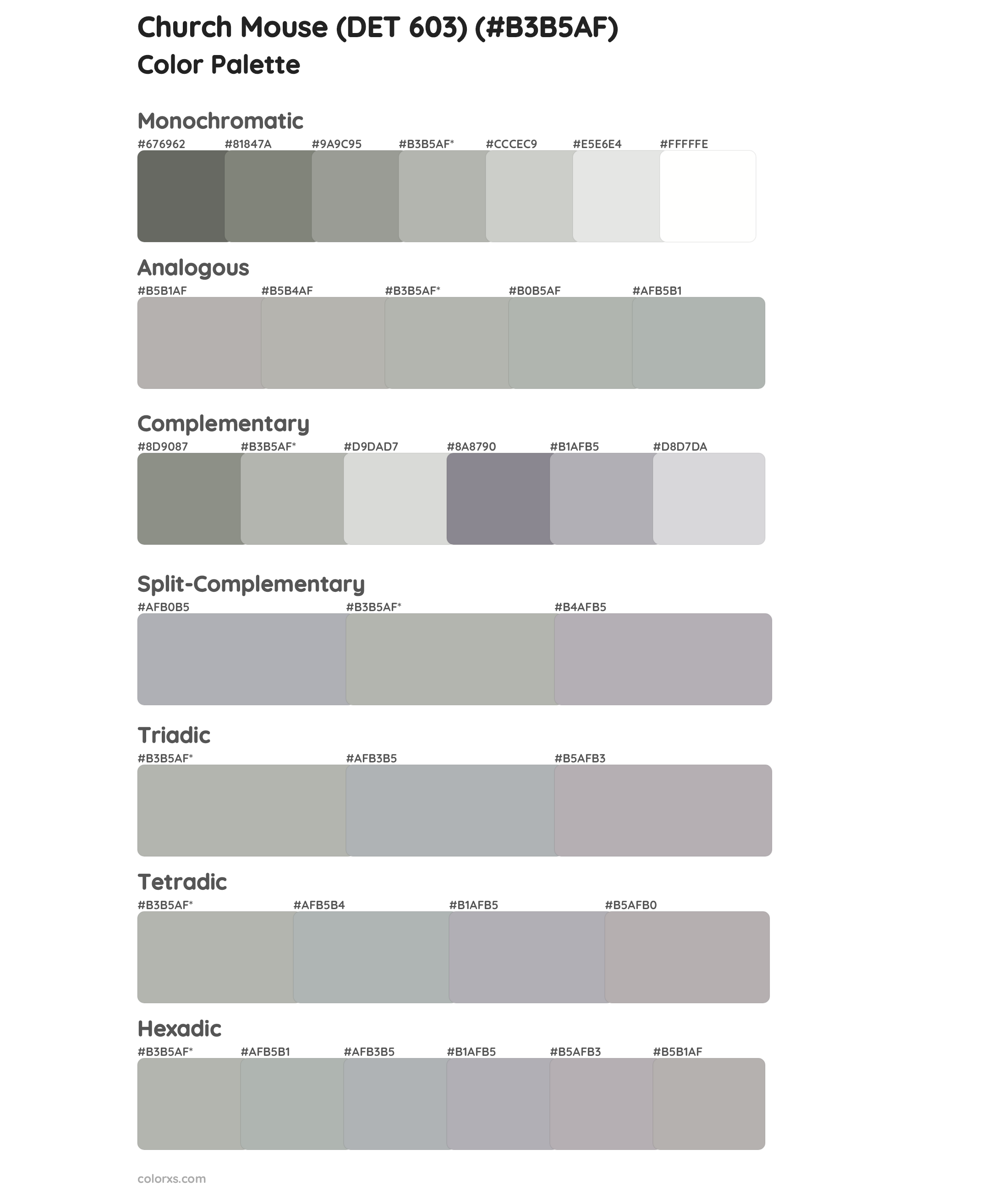 Church Mouse (DET 603) Color Scheme Palettes