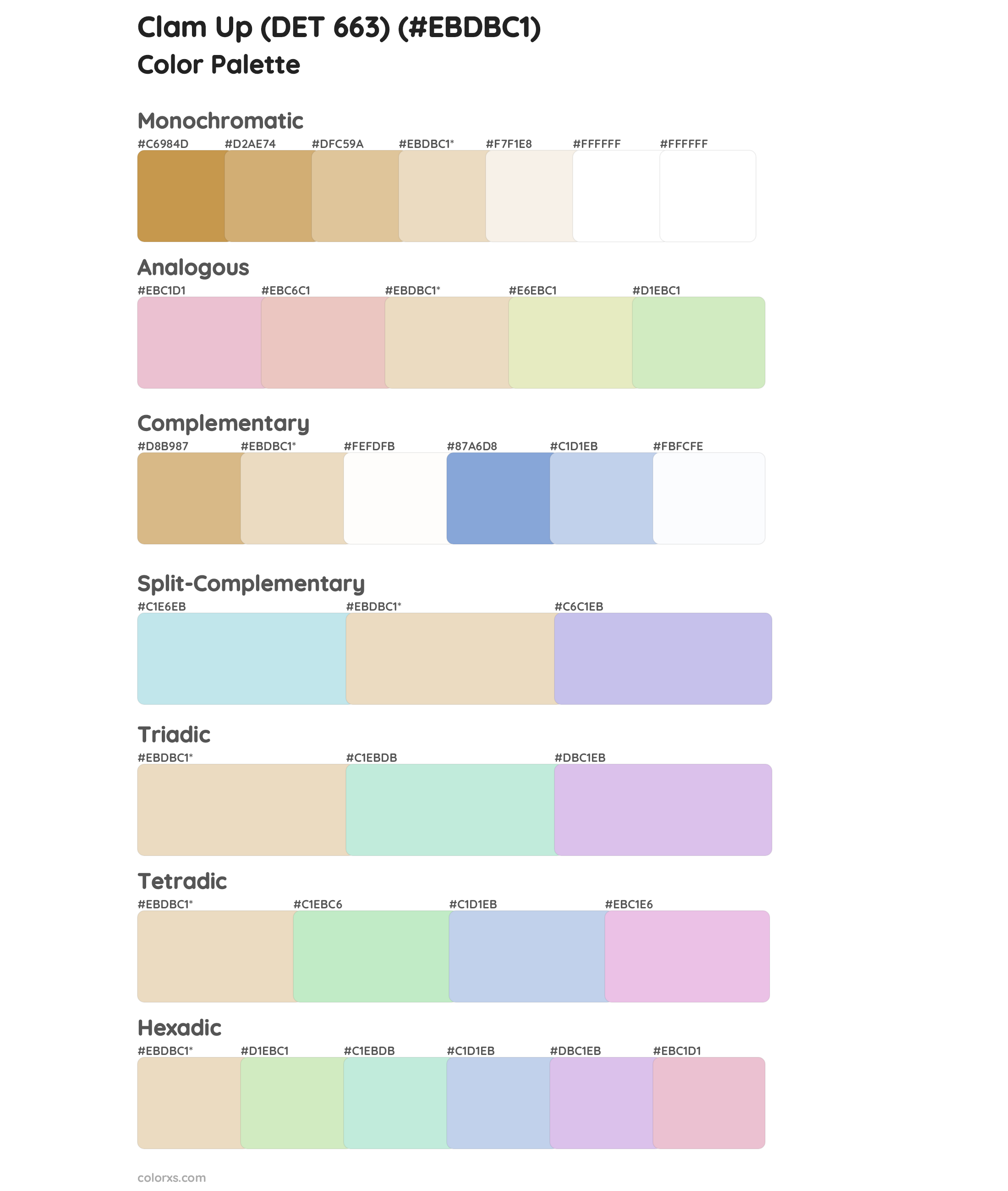 Clam Up (DET 663) Color Scheme Palettes