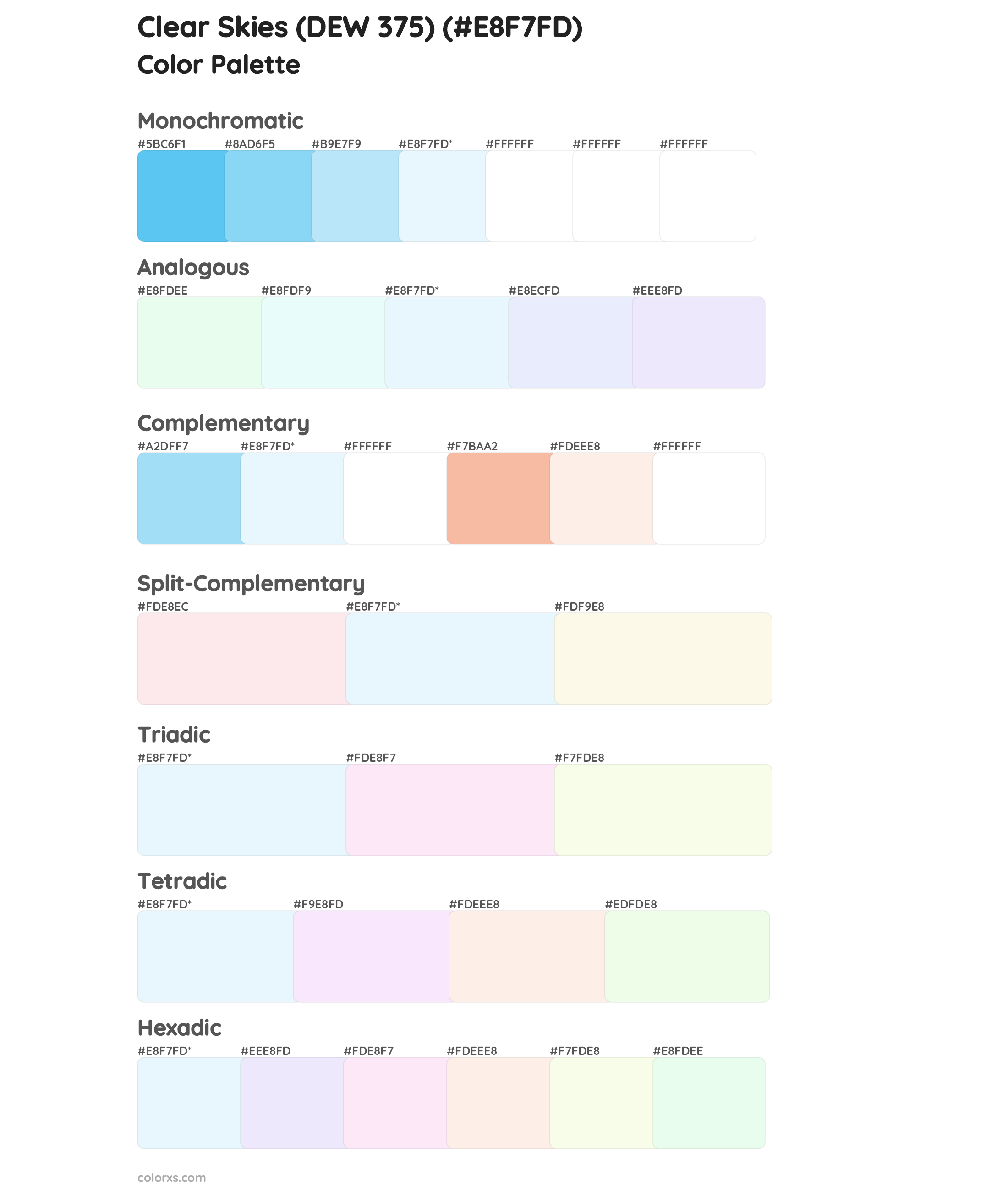 Clear Skies (DEW 375) Color Scheme Palettes