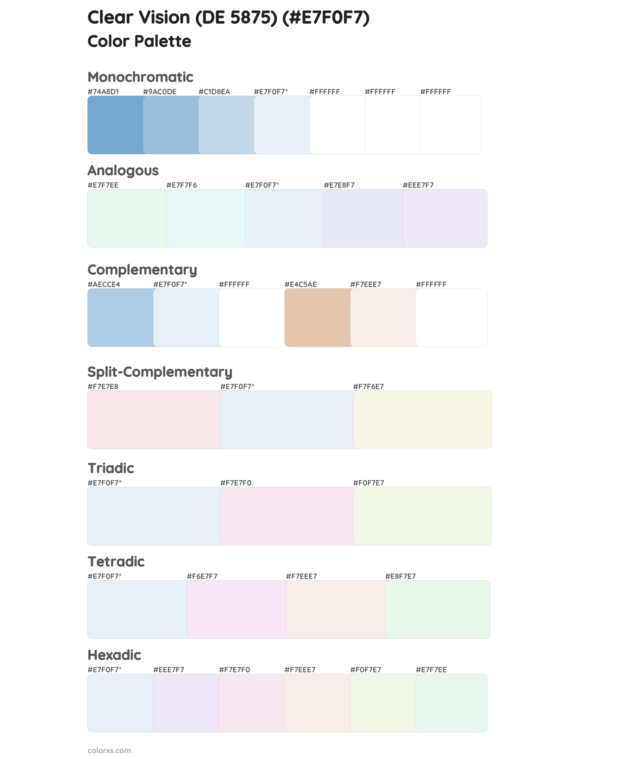 Clear Vision (DE 5875) Color Scheme Palettes