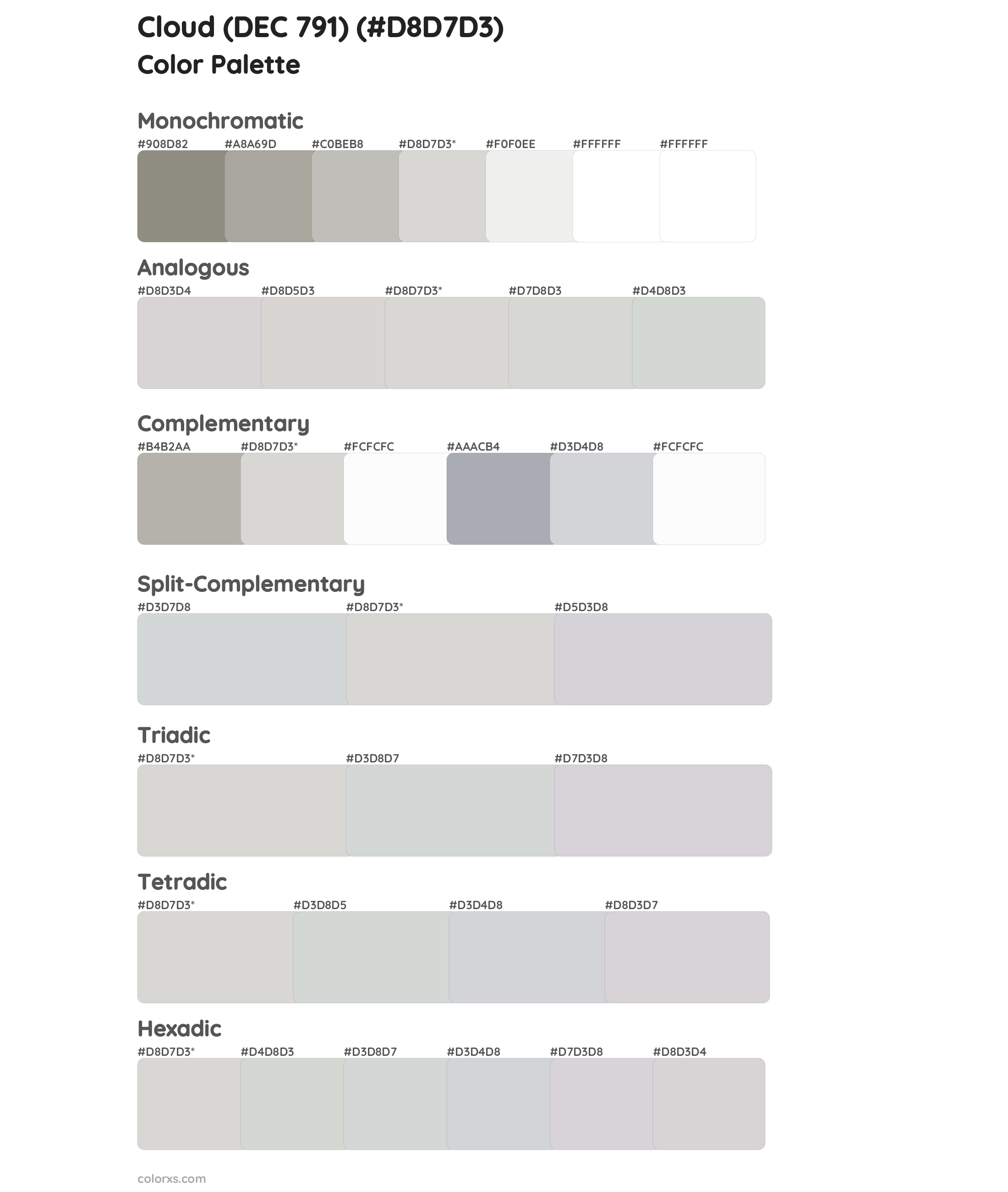 Cloud (DEC 791) Color Scheme Palettes