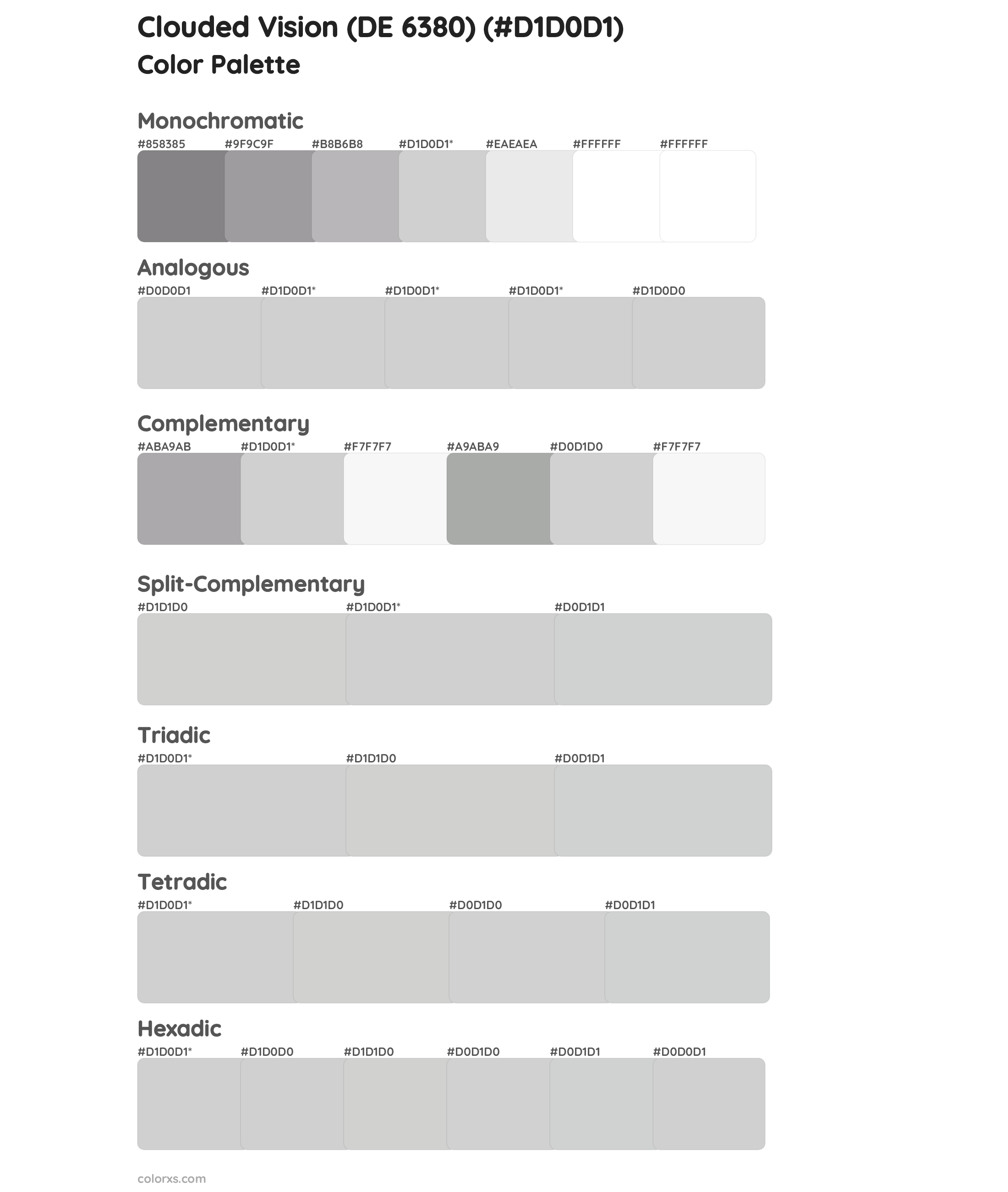 Clouded Vision (DE 6380) Color Scheme Palettes