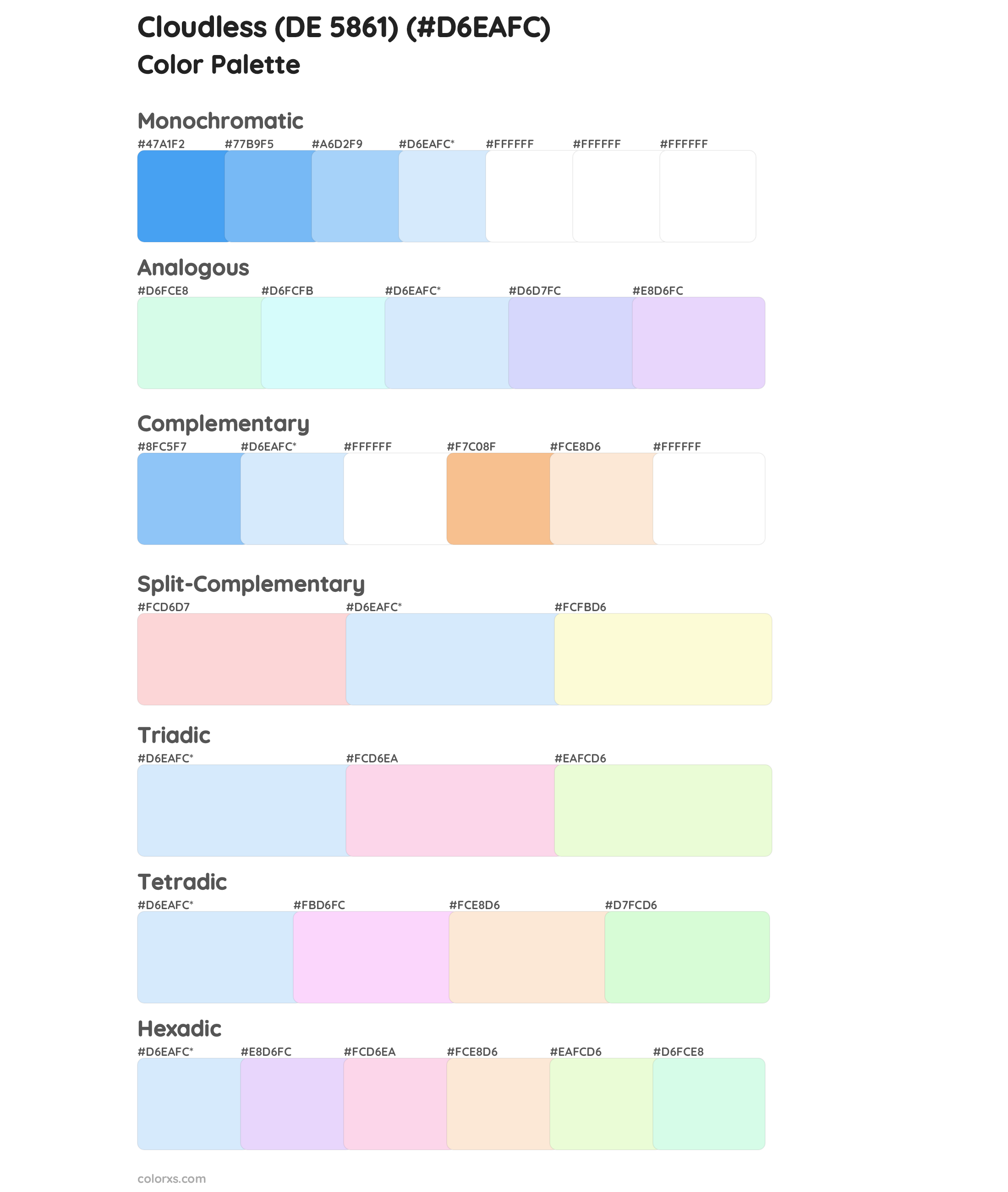 Cloudless (DE 5861) Color Scheme Palettes