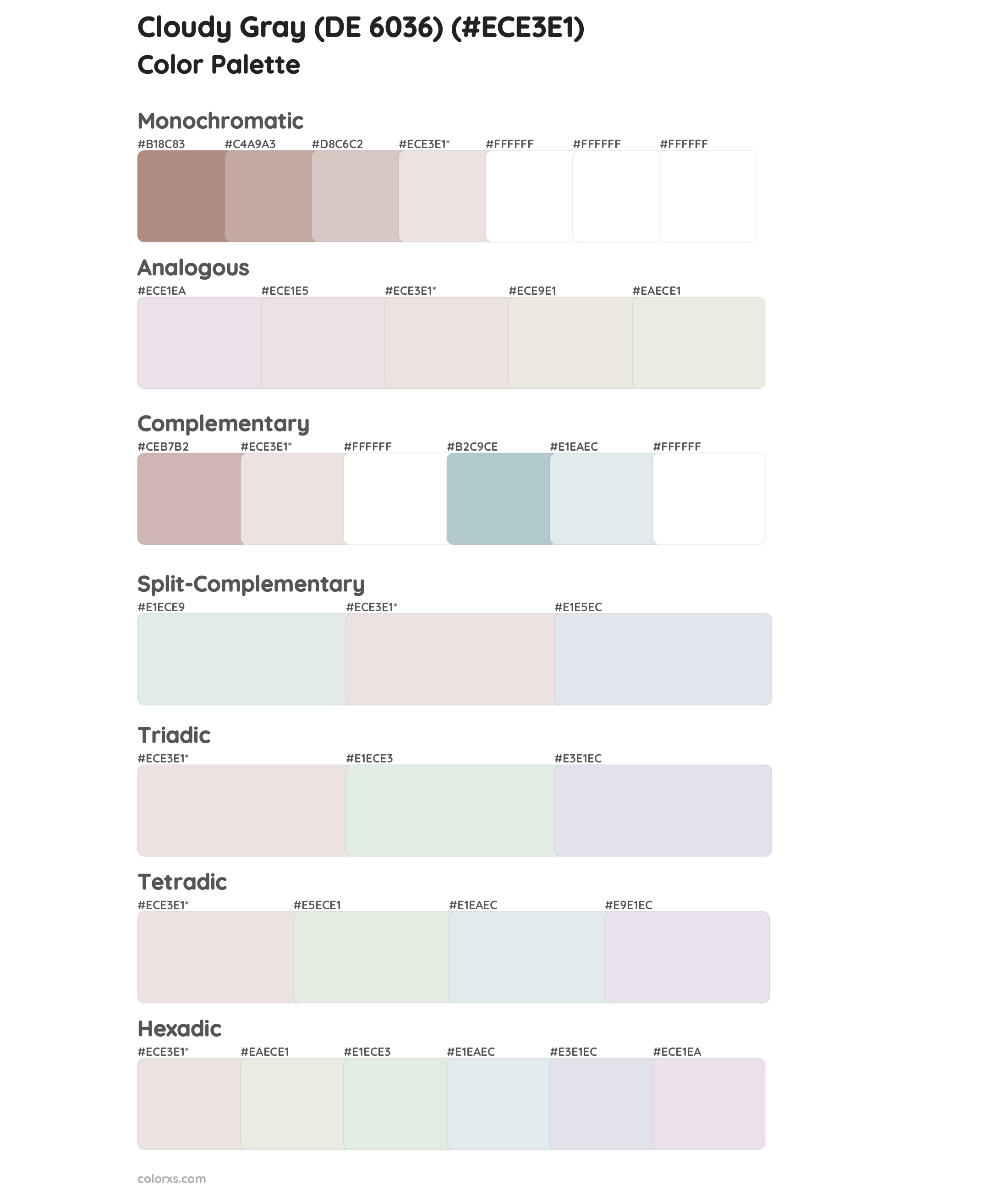 Cloudy Gray (DE 6036) Color Scheme Palettes