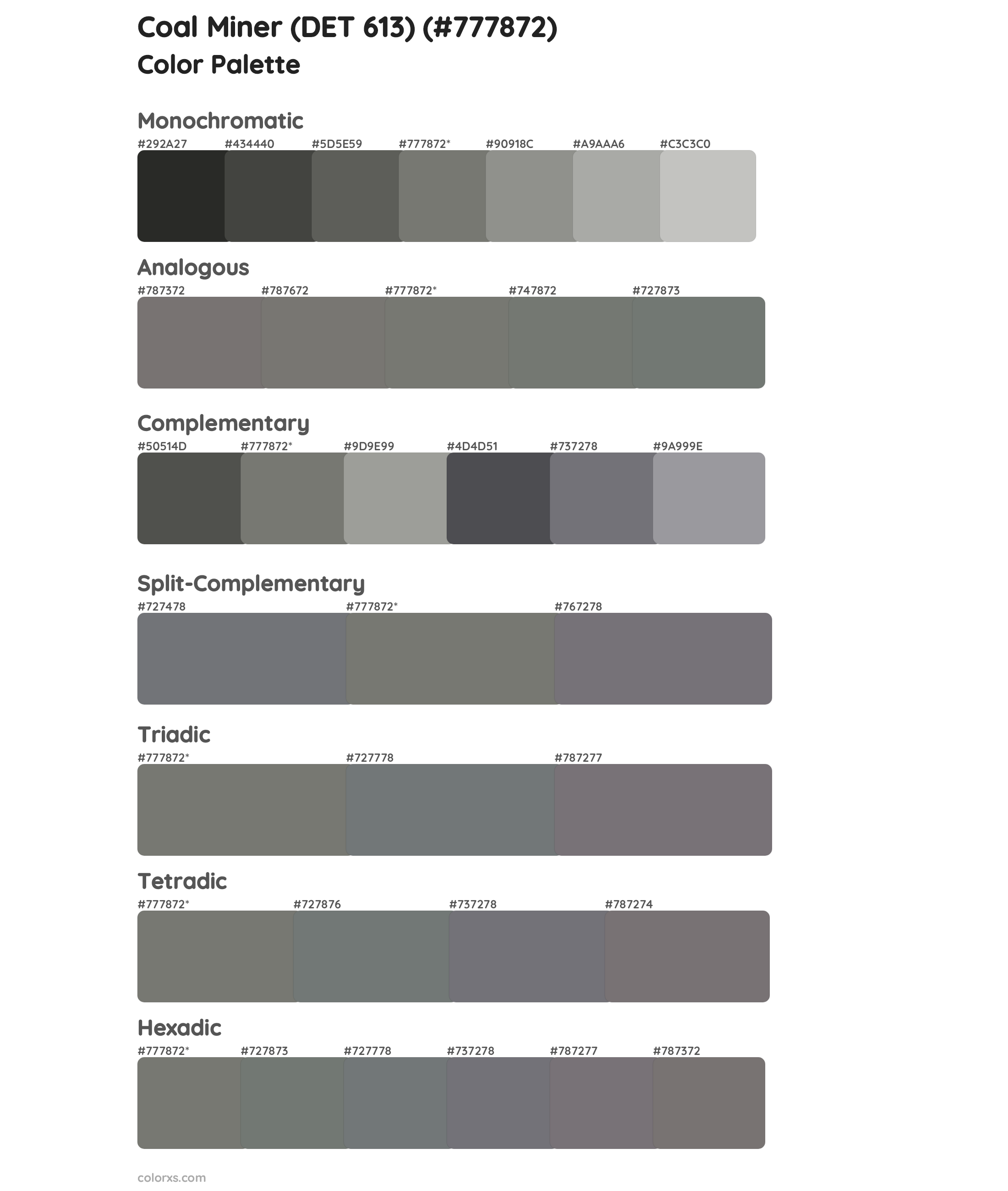 Coal Miner (DET 613) Color Scheme Palettes