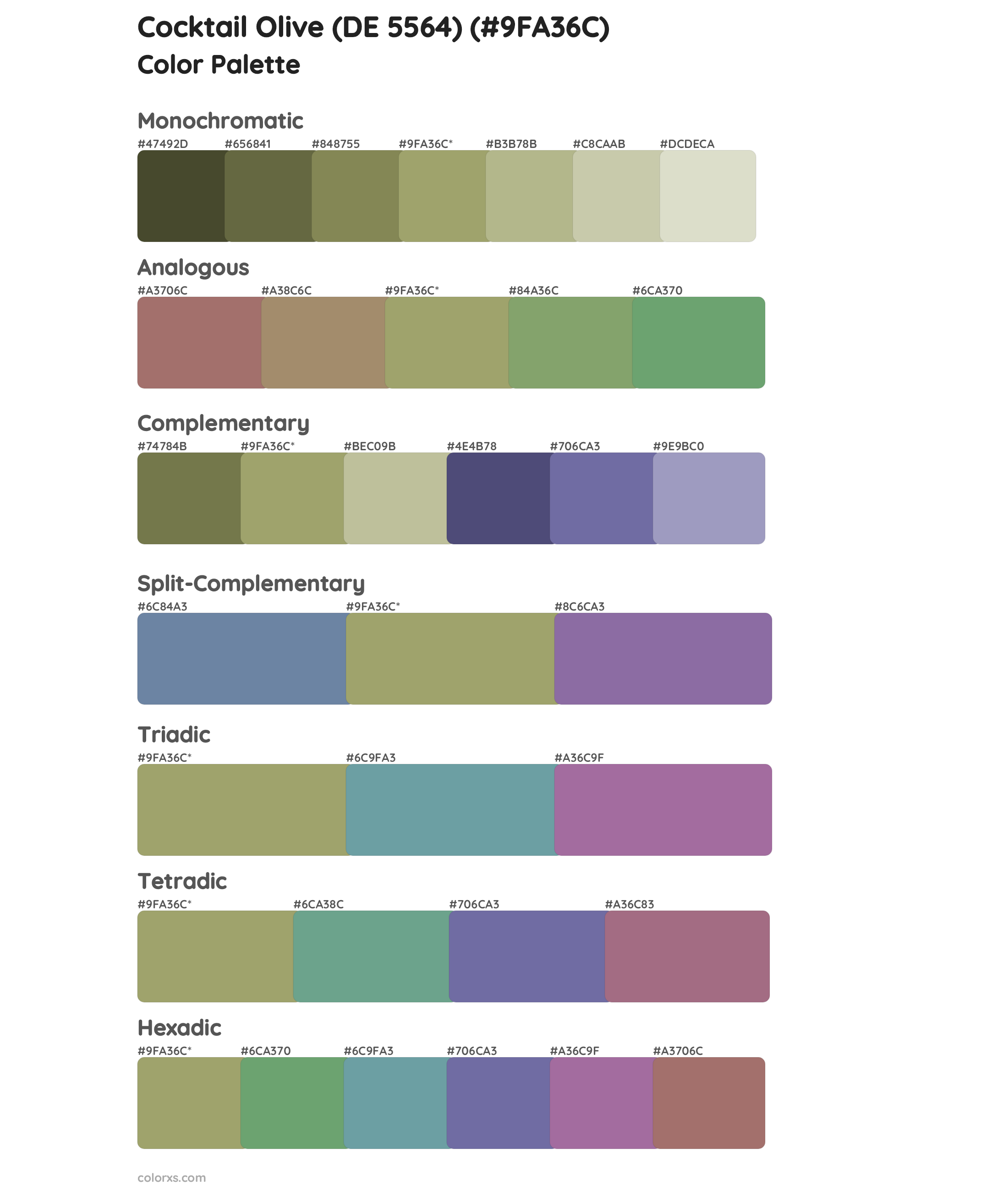 Cocktail Olive (DE 5564) Color Scheme Palettes