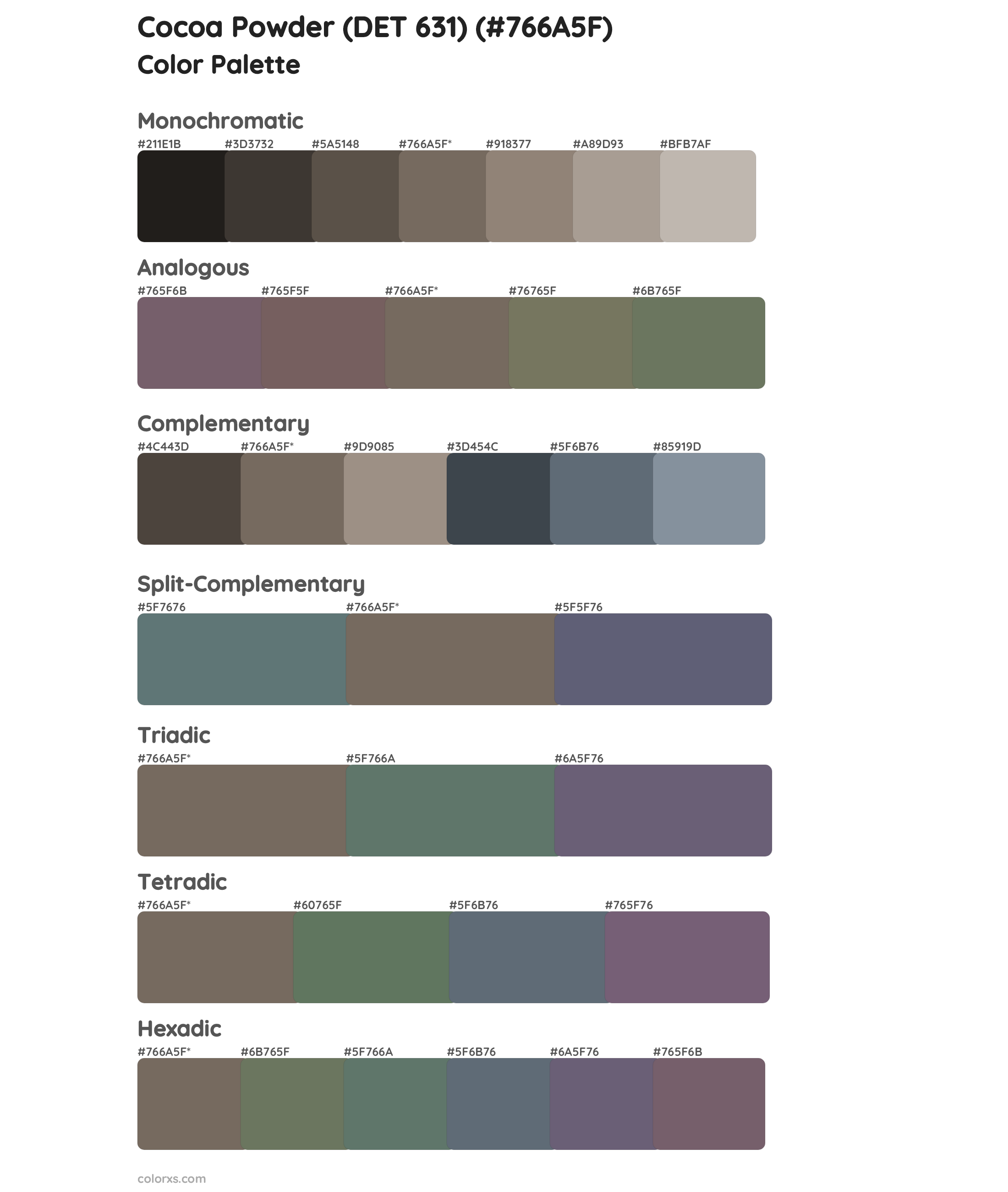 Cocoa Powder (DET 631) Color Scheme Palettes