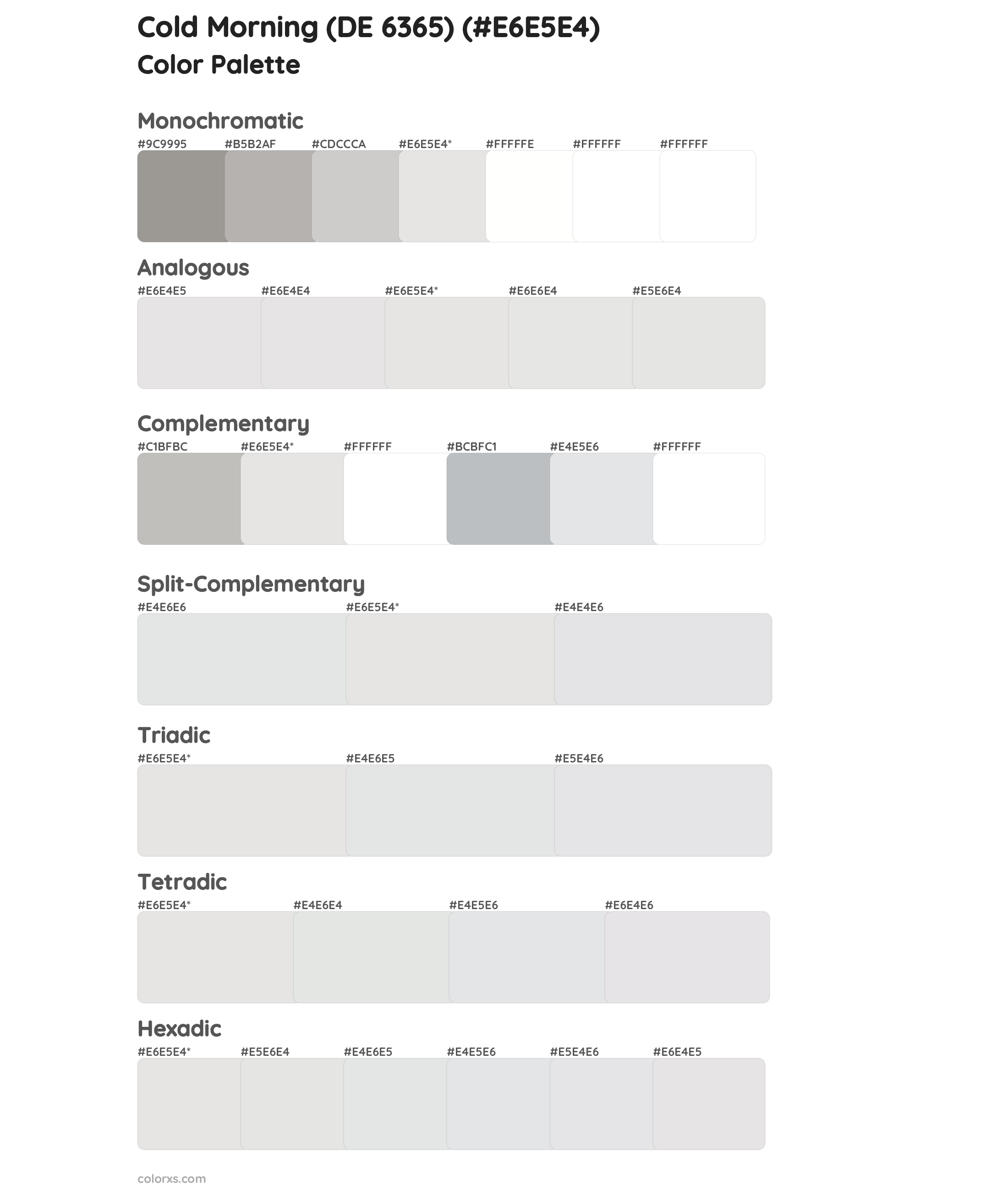 Cold Morning (DE 6365) Color Scheme Palettes