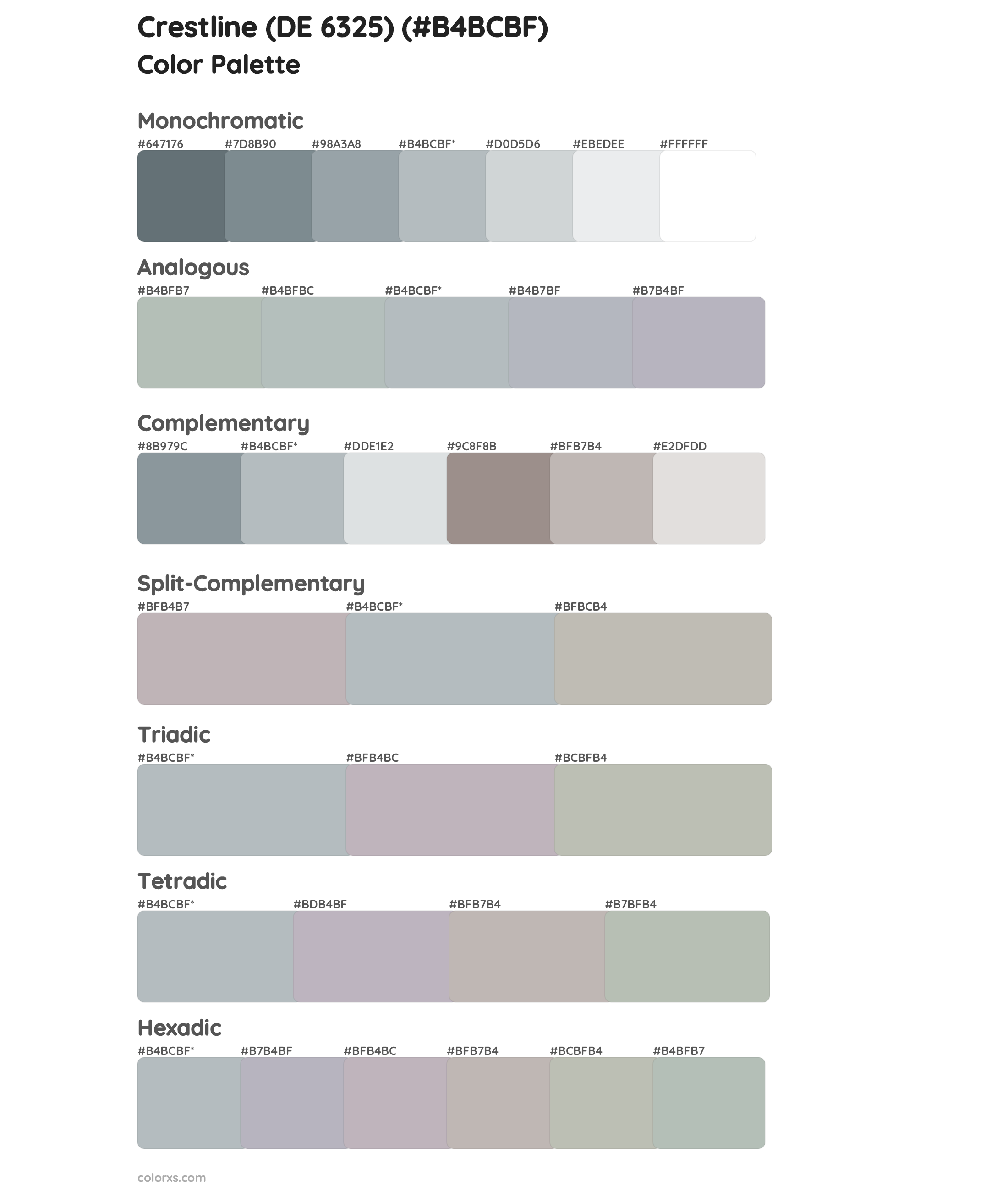 Crestline (DE 6325) Color Scheme Palettes