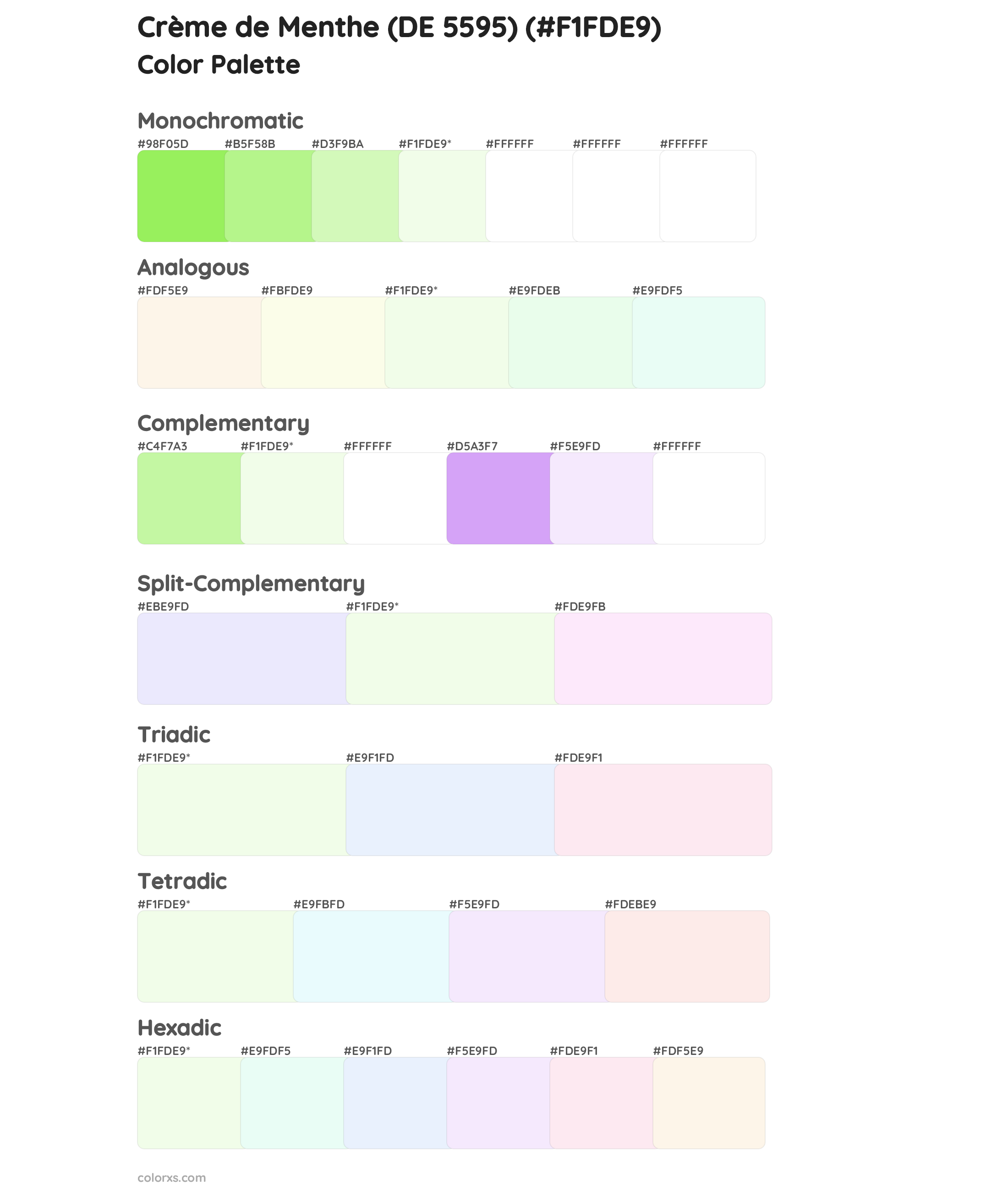 Crème de Menthe (DE 5595) Color Scheme Palettes