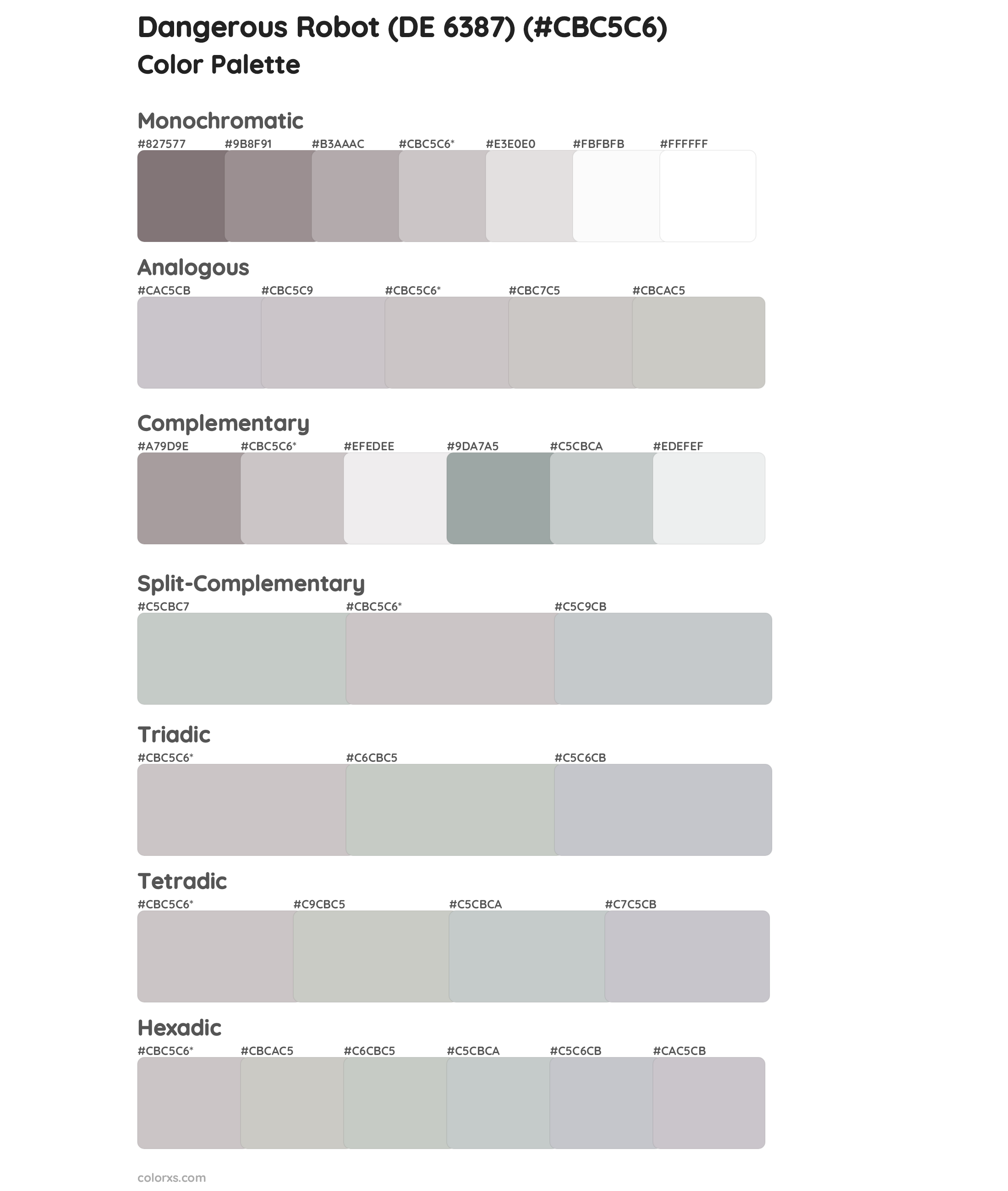 Dangerous Robot (DE 6387) Color Scheme Palettes