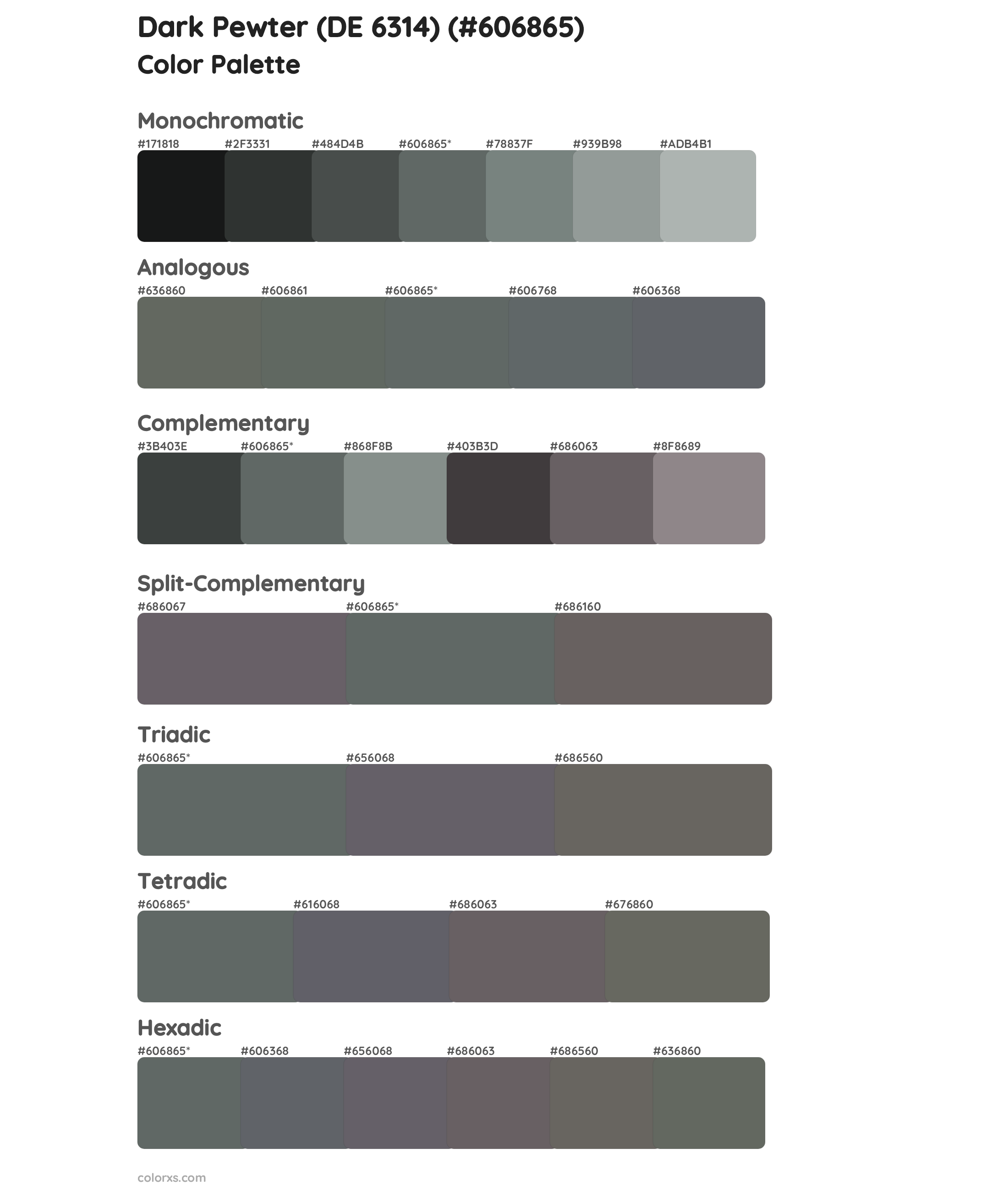 Dark Pewter (DE 6314) Color Scheme Palettes