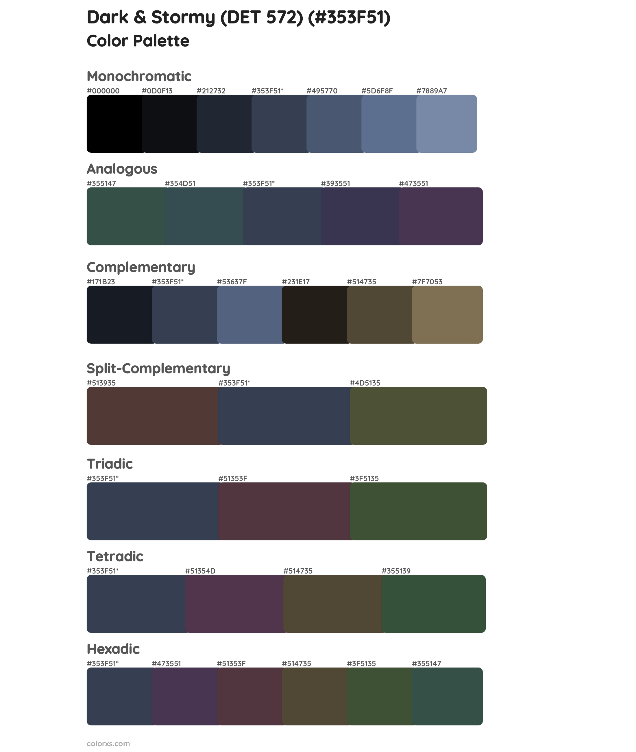 Dark & Stormy (DET 572) Color Scheme Palettes