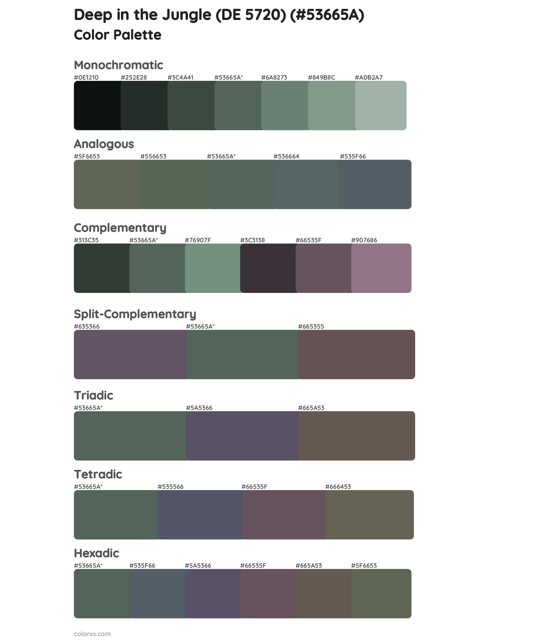 Deep in the Jungle (DE 5720) Color Scheme Palettes