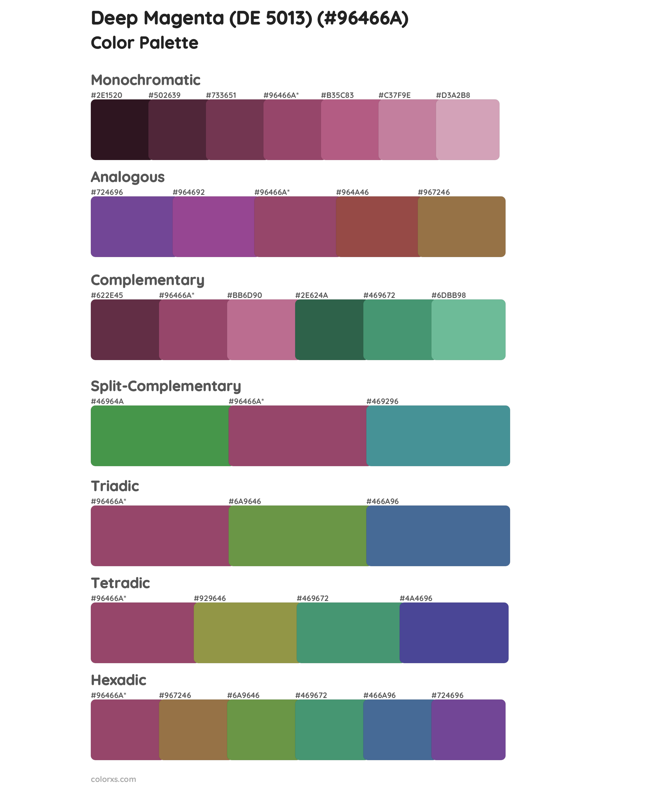 Deep Magenta (DE 5013) Color Scheme Palettes