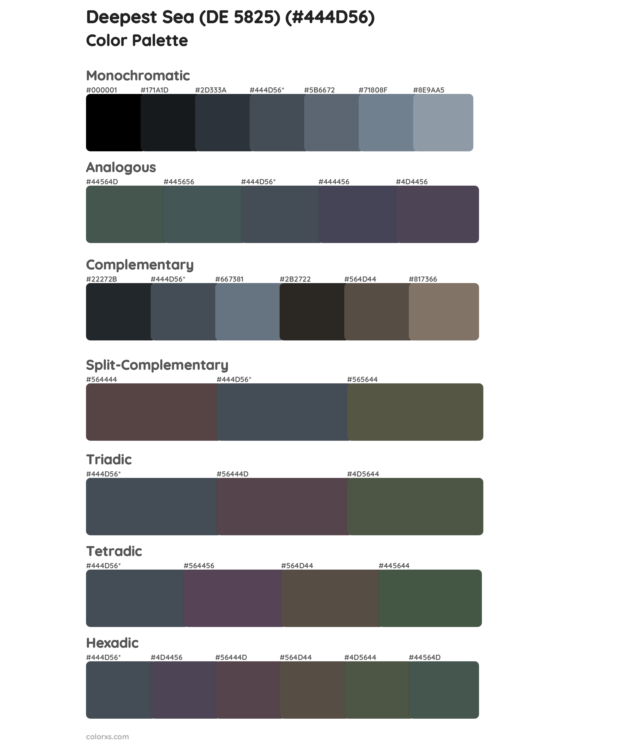 Deepest Sea (DE 5825) Color Scheme Palettes