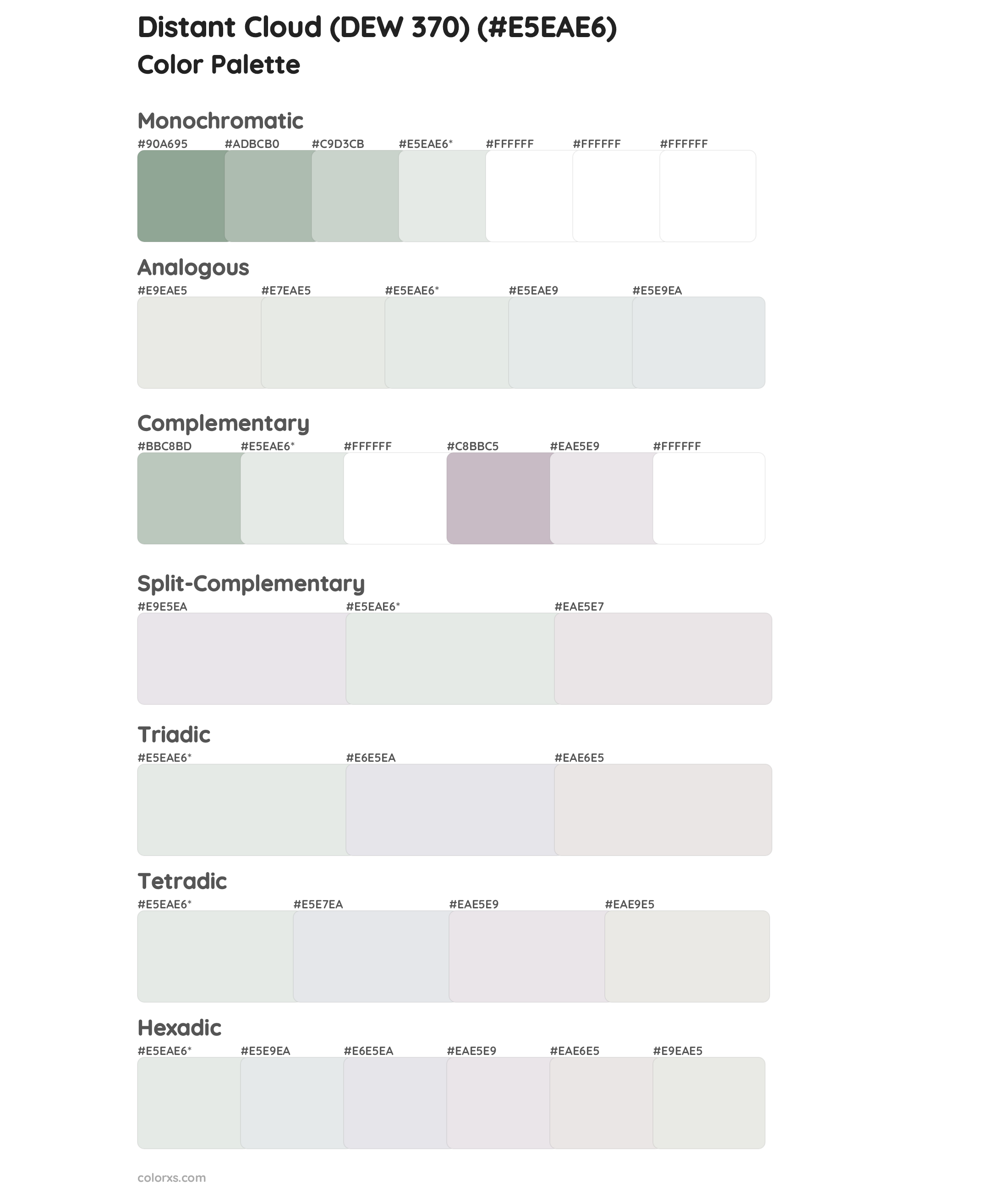 Distant Cloud (DEW 370) Color Scheme Palettes