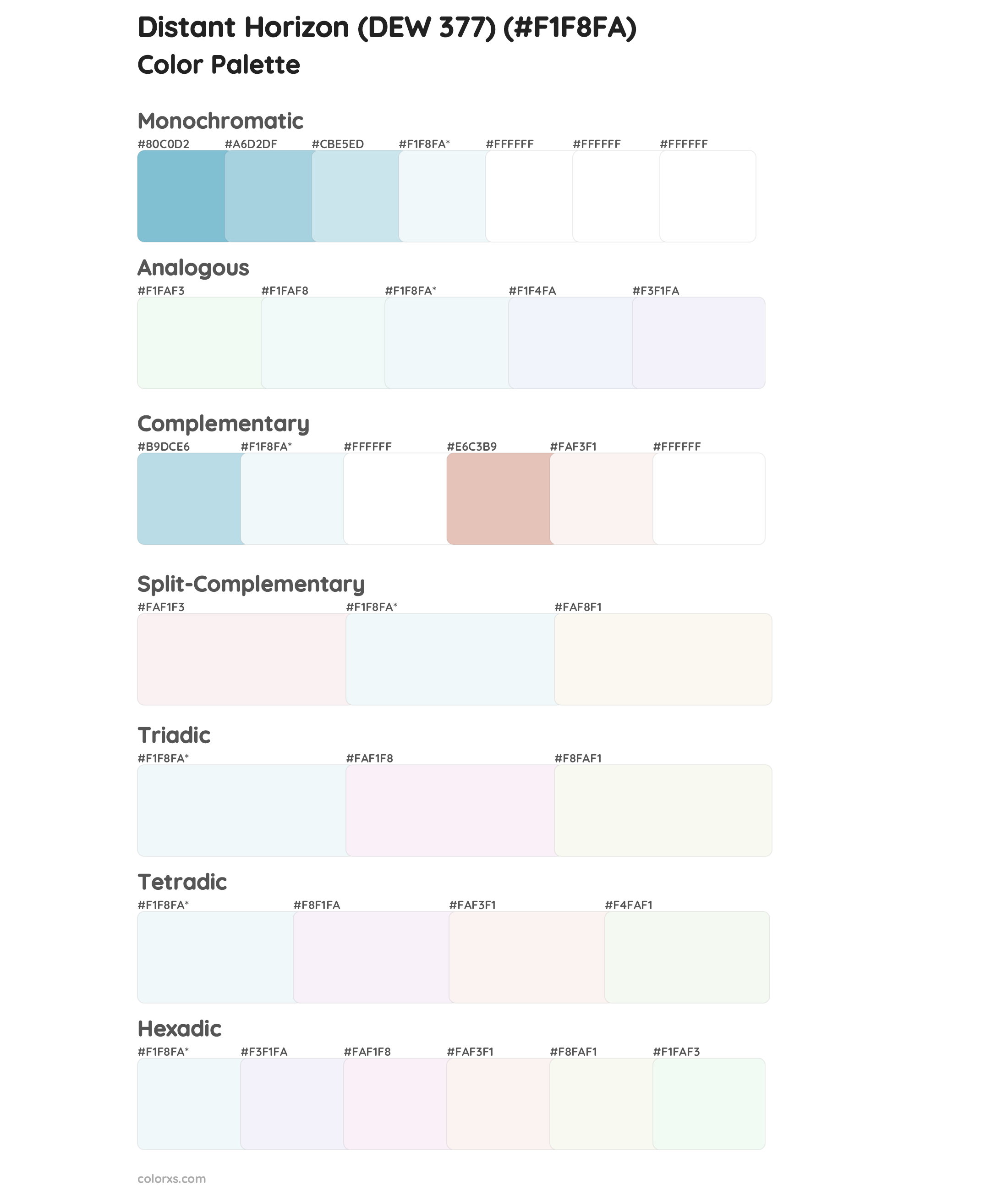 Distant Horizon (DEW 377) Color Scheme Palettes