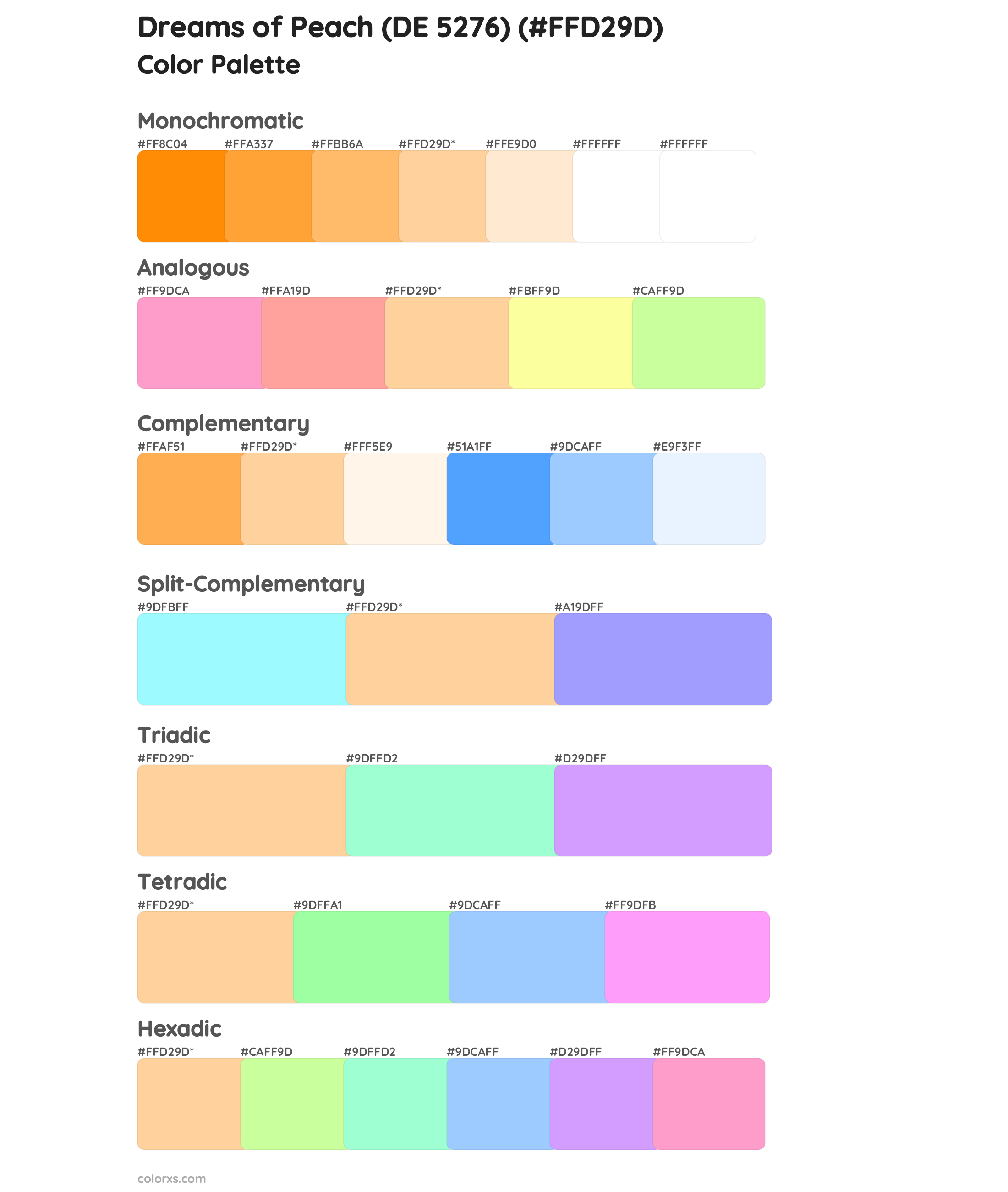 Dreams of Peach (DE 5276) Color Scheme Palettes