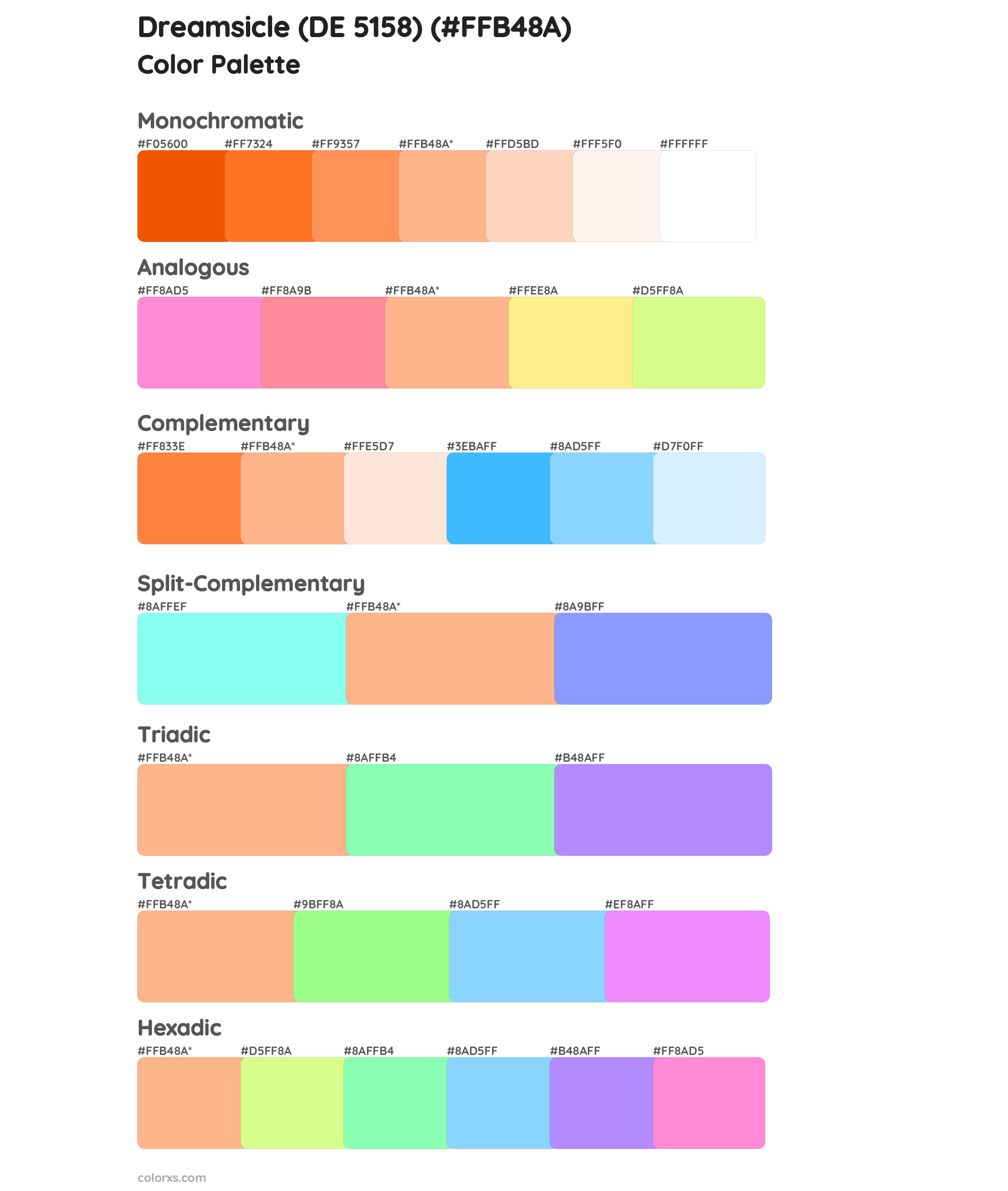 Dreamsicle (DE 5158) Color Scheme Palettes