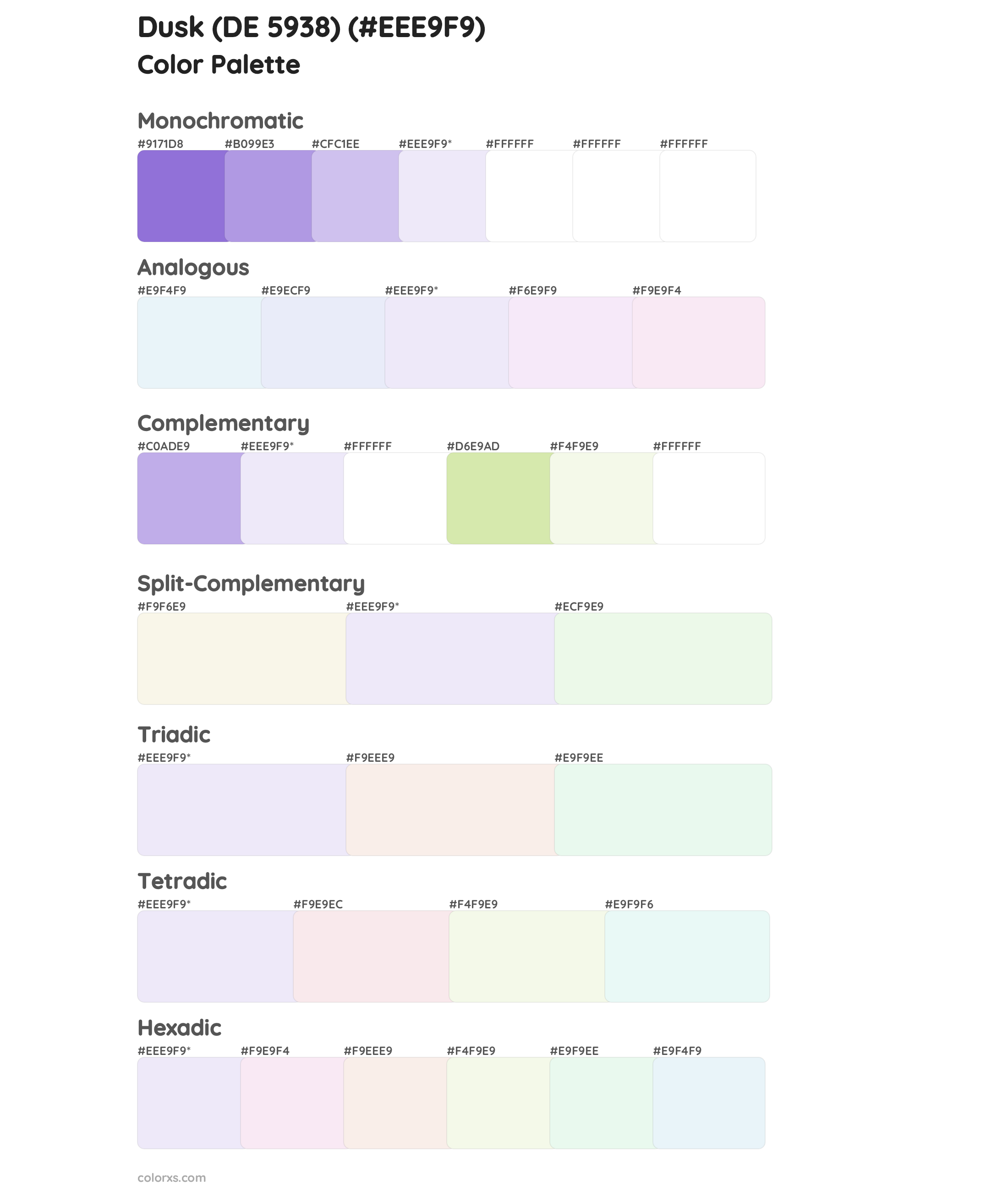 Dusk (DE 5938) Color Scheme Palettes