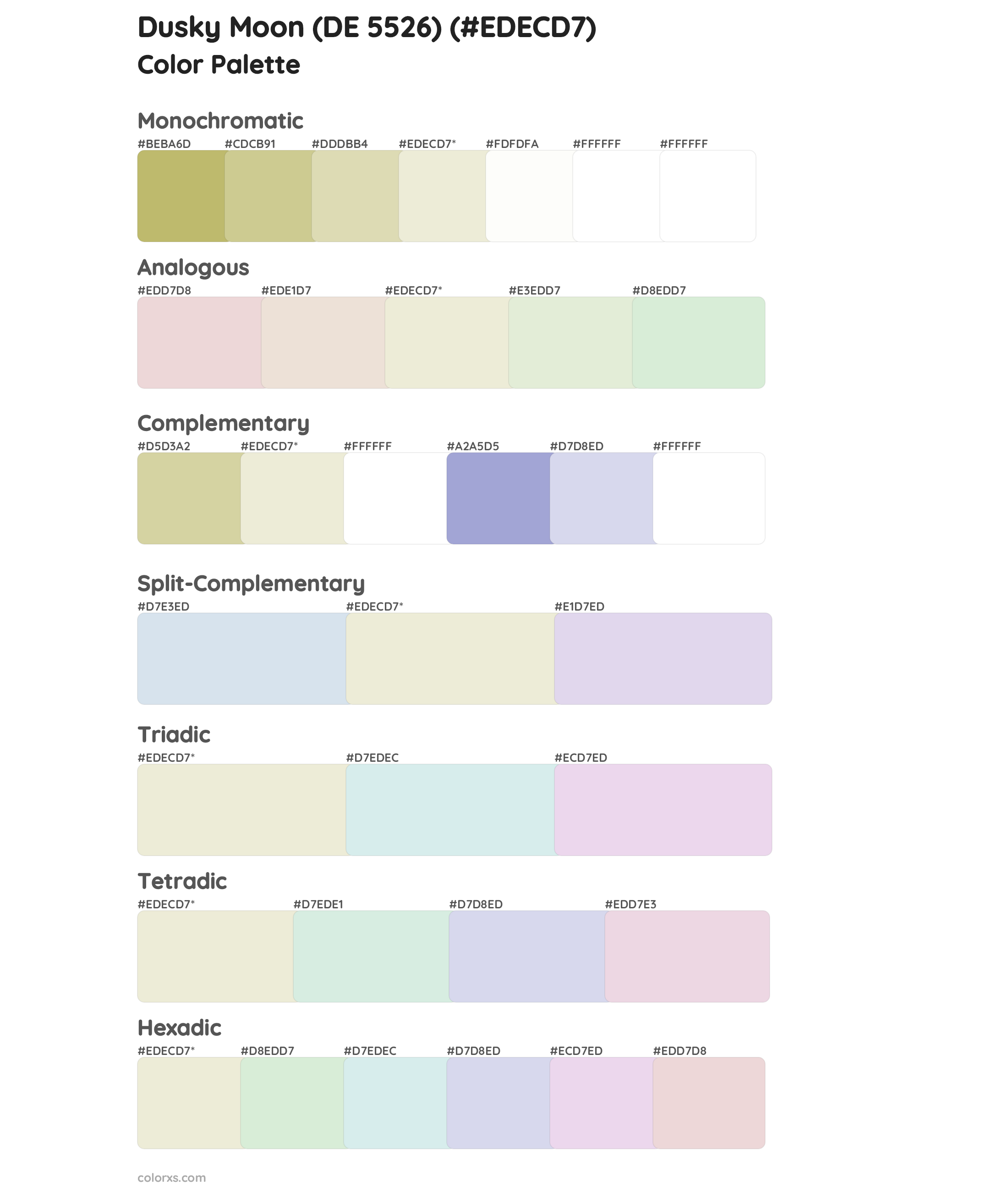 Dusky Moon (DE 5526) Color Scheme Palettes