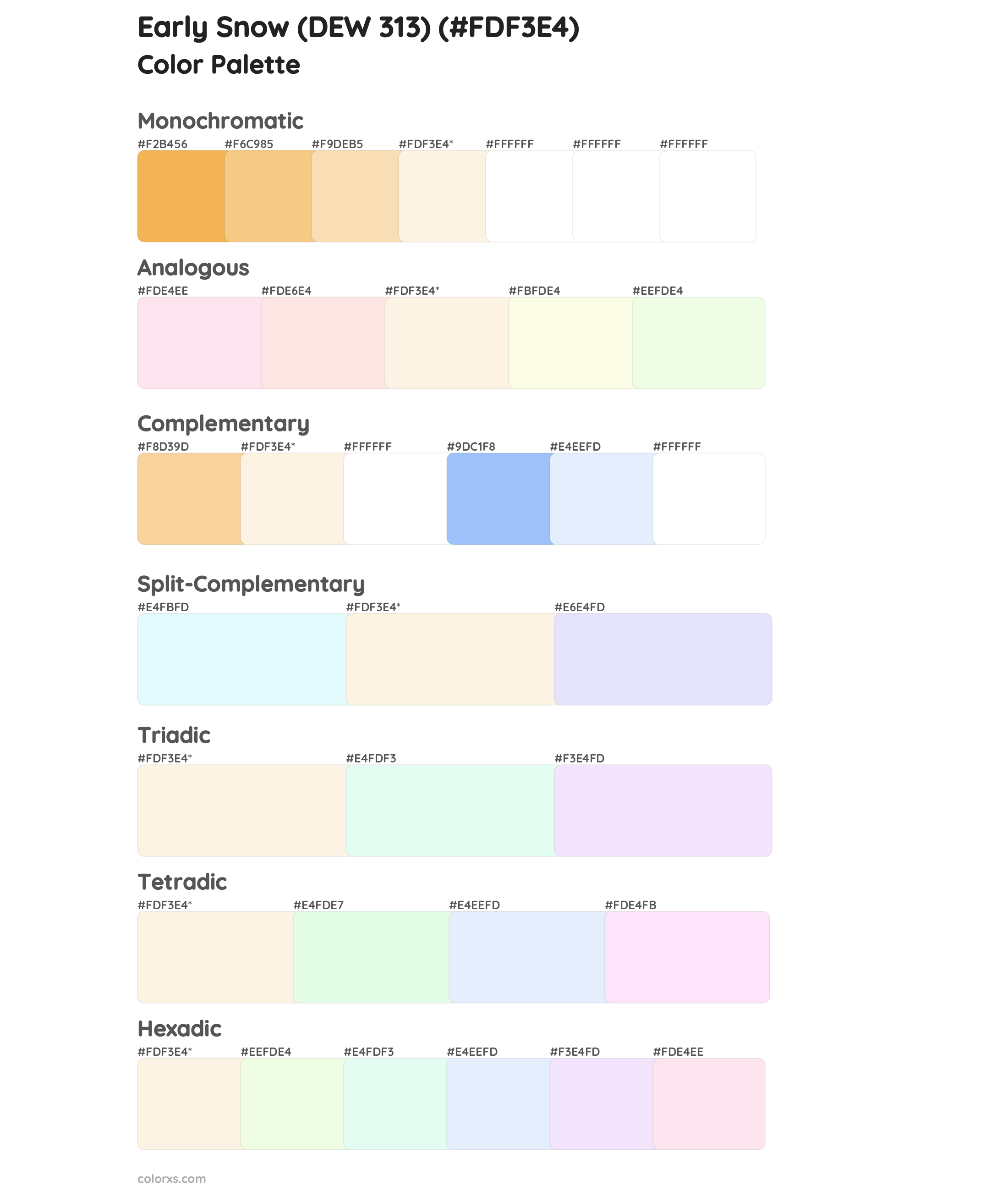 Early Snow (DEW 313) Color Scheme Palettes