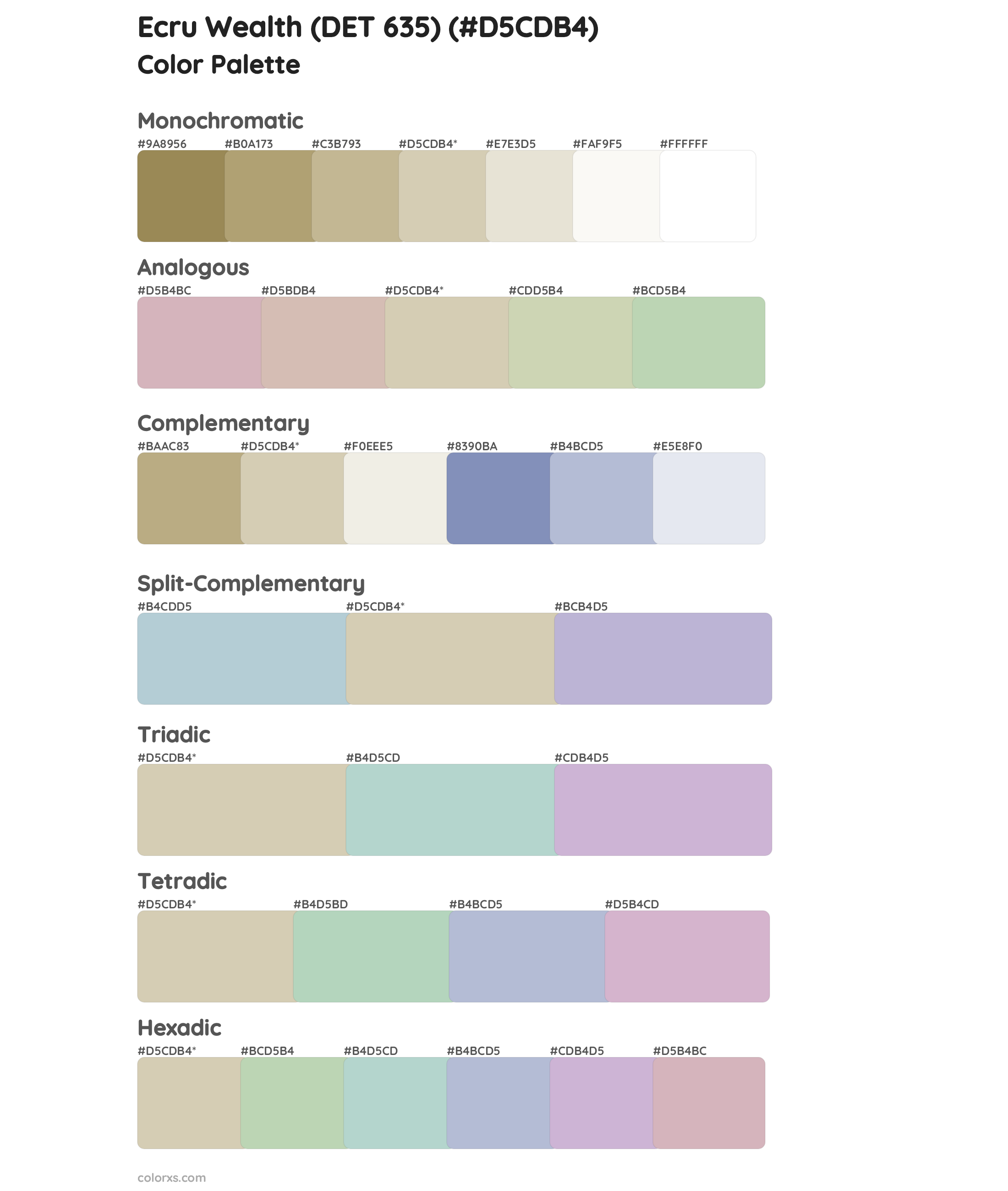 Ecru Wealth (DET 635) Color Scheme Palettes