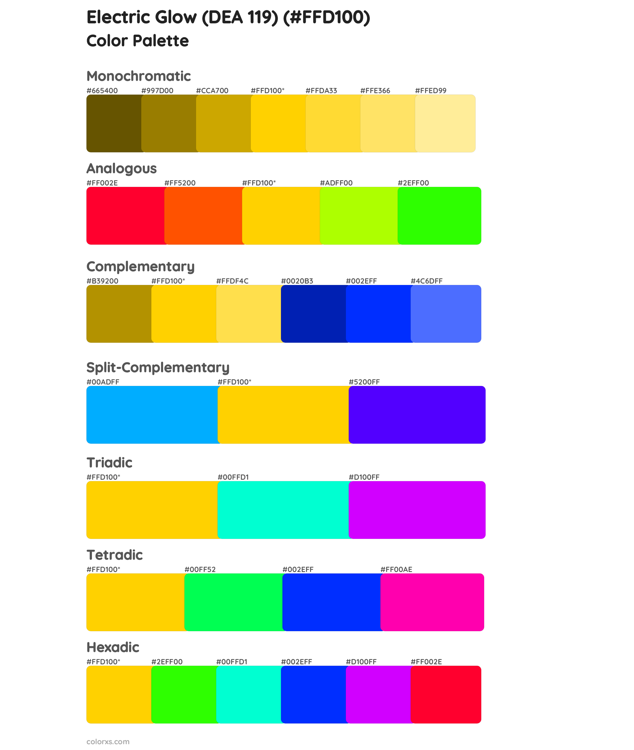 Electric Glow (DEA 119) Color Scheme Palettes