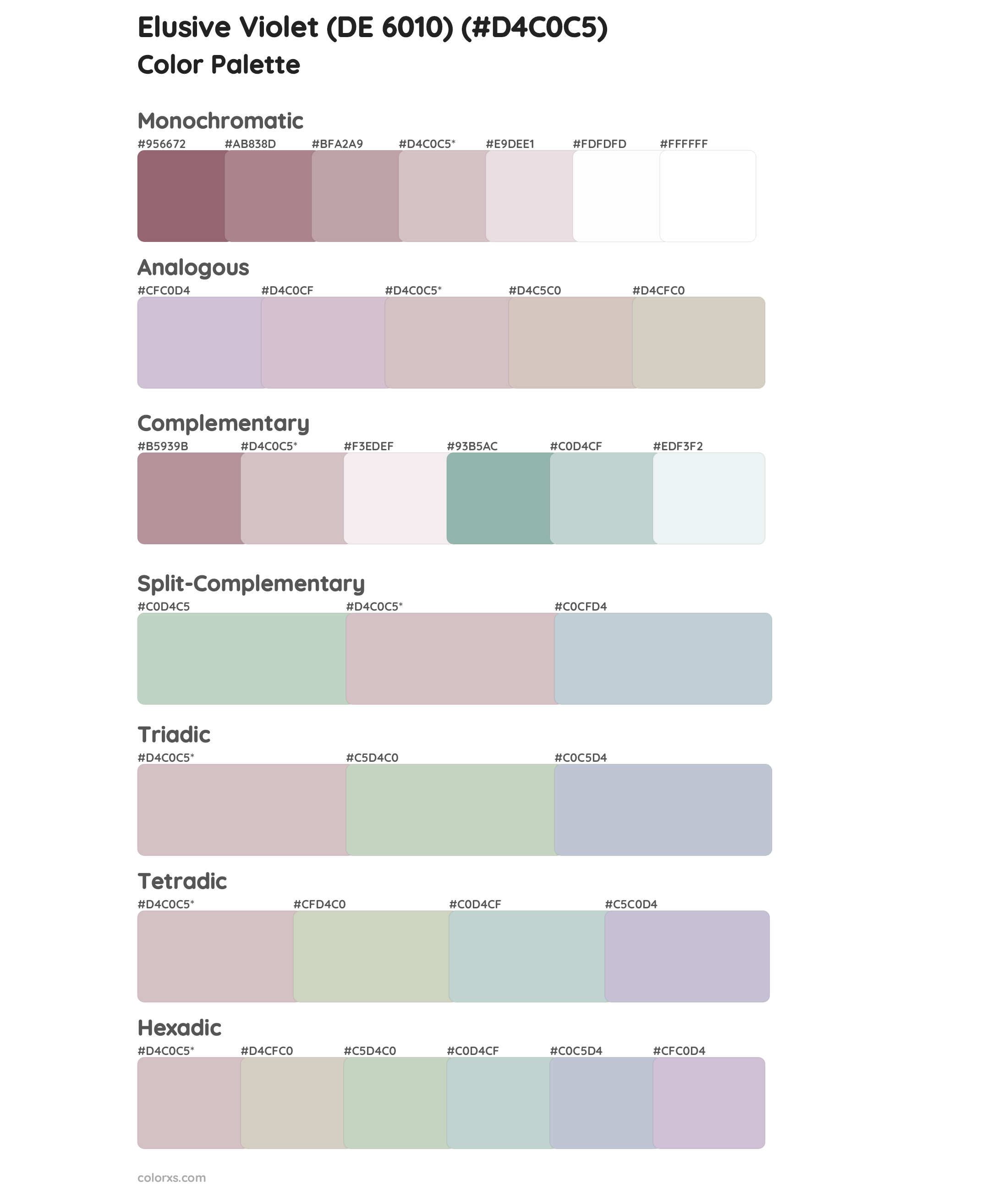 Elusive Violet (DE 6010) Color Scheme Palettes