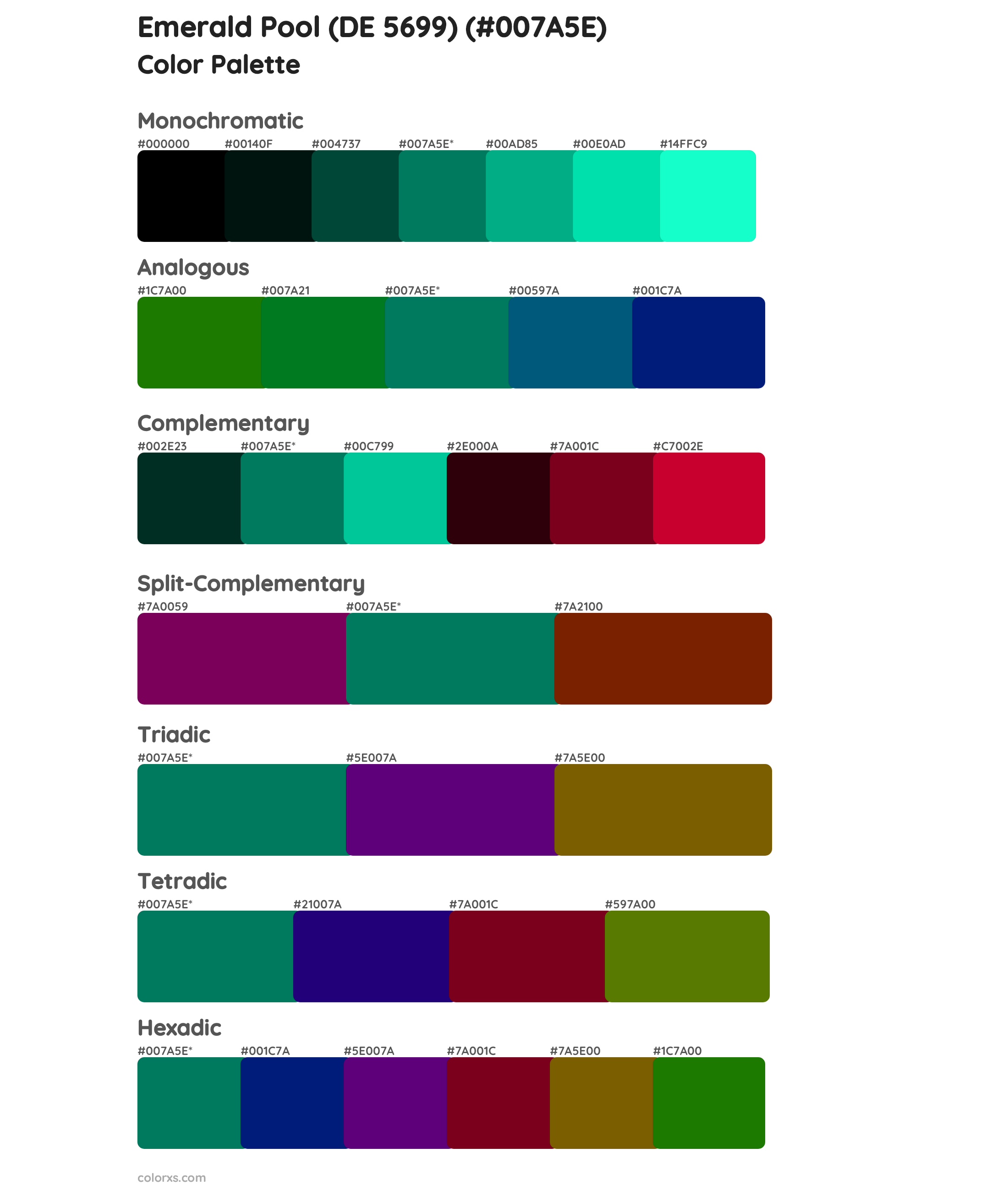 Emerald Pool (DE 5699) Color Scheme Palettes