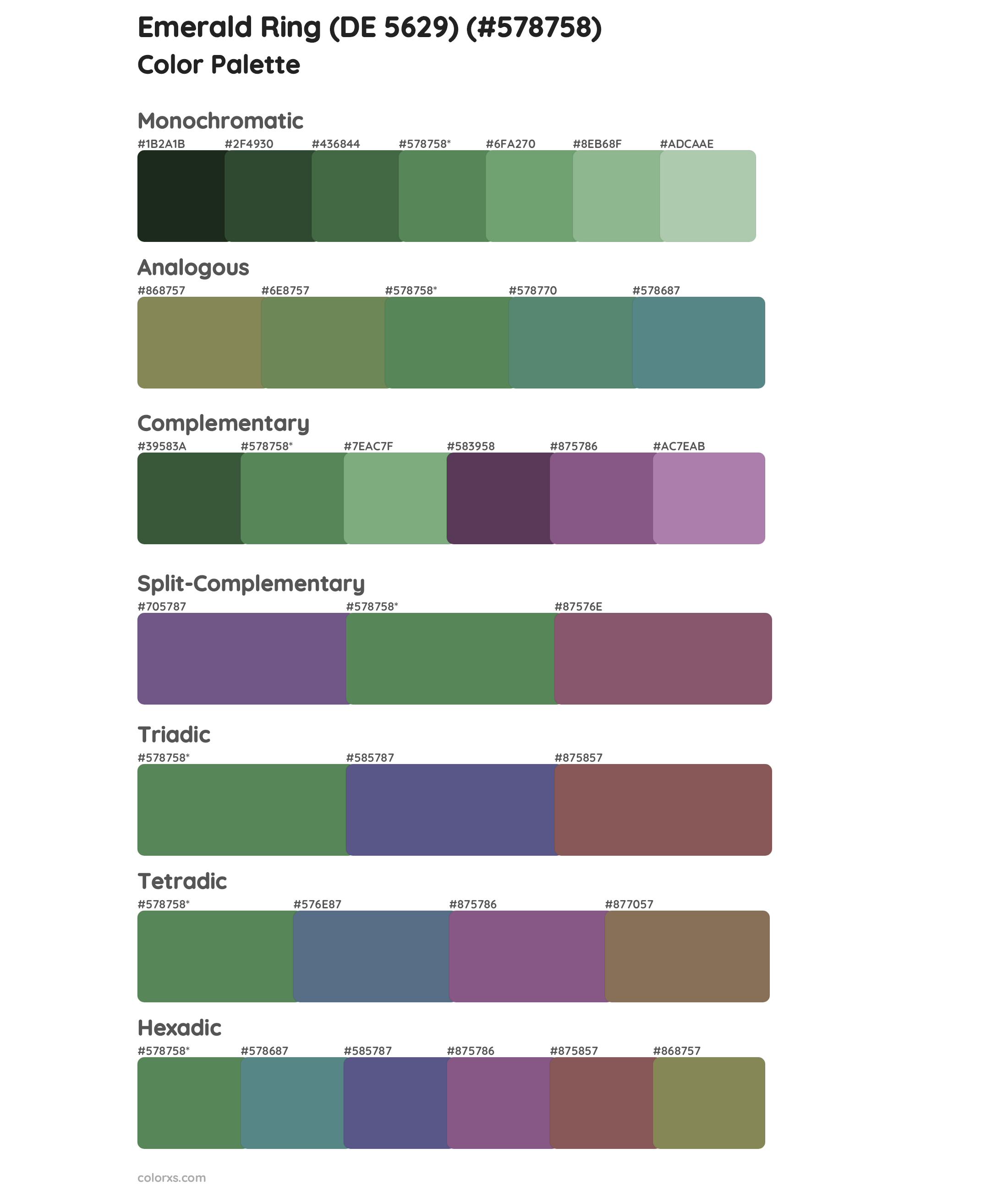 Emerald Ring (DE 5629) Color Scheme Palettes