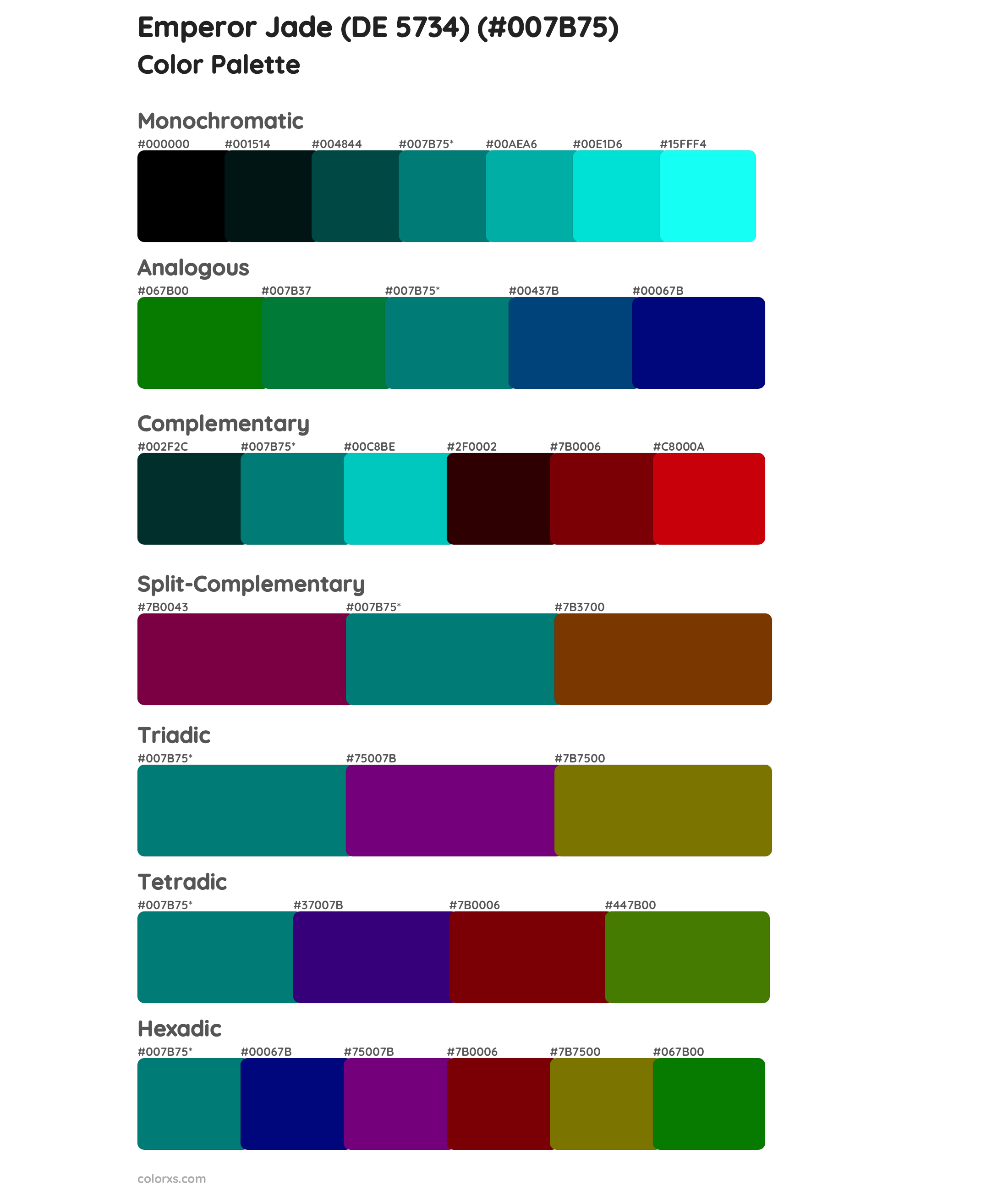 Emperor Jade (DE 5734) Color Scheme Palettes