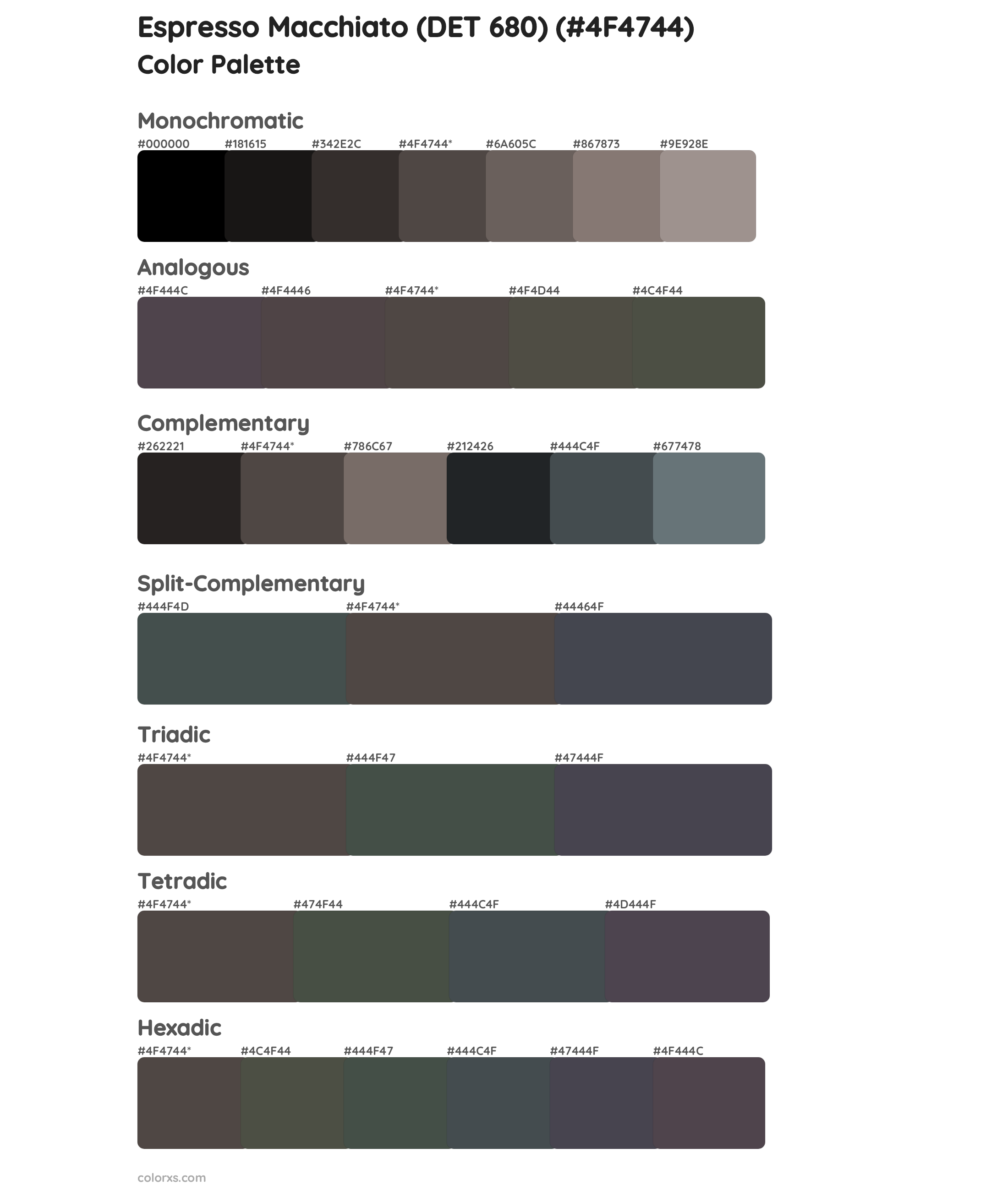 Espresso Macchiato (DET 680) Color Scheme Palettes