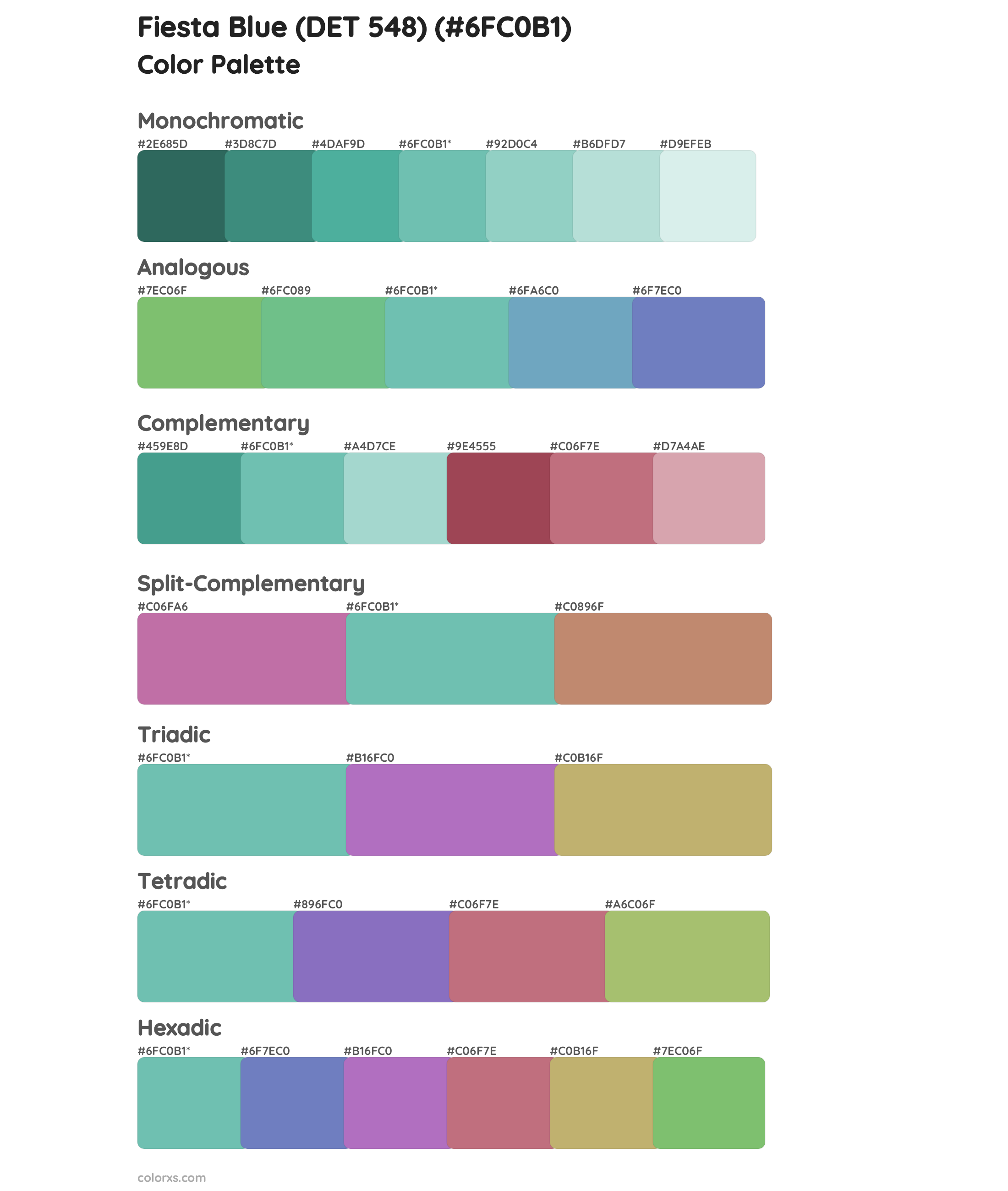 Fiesta Blue (DET 548) Color Scheme Palettes