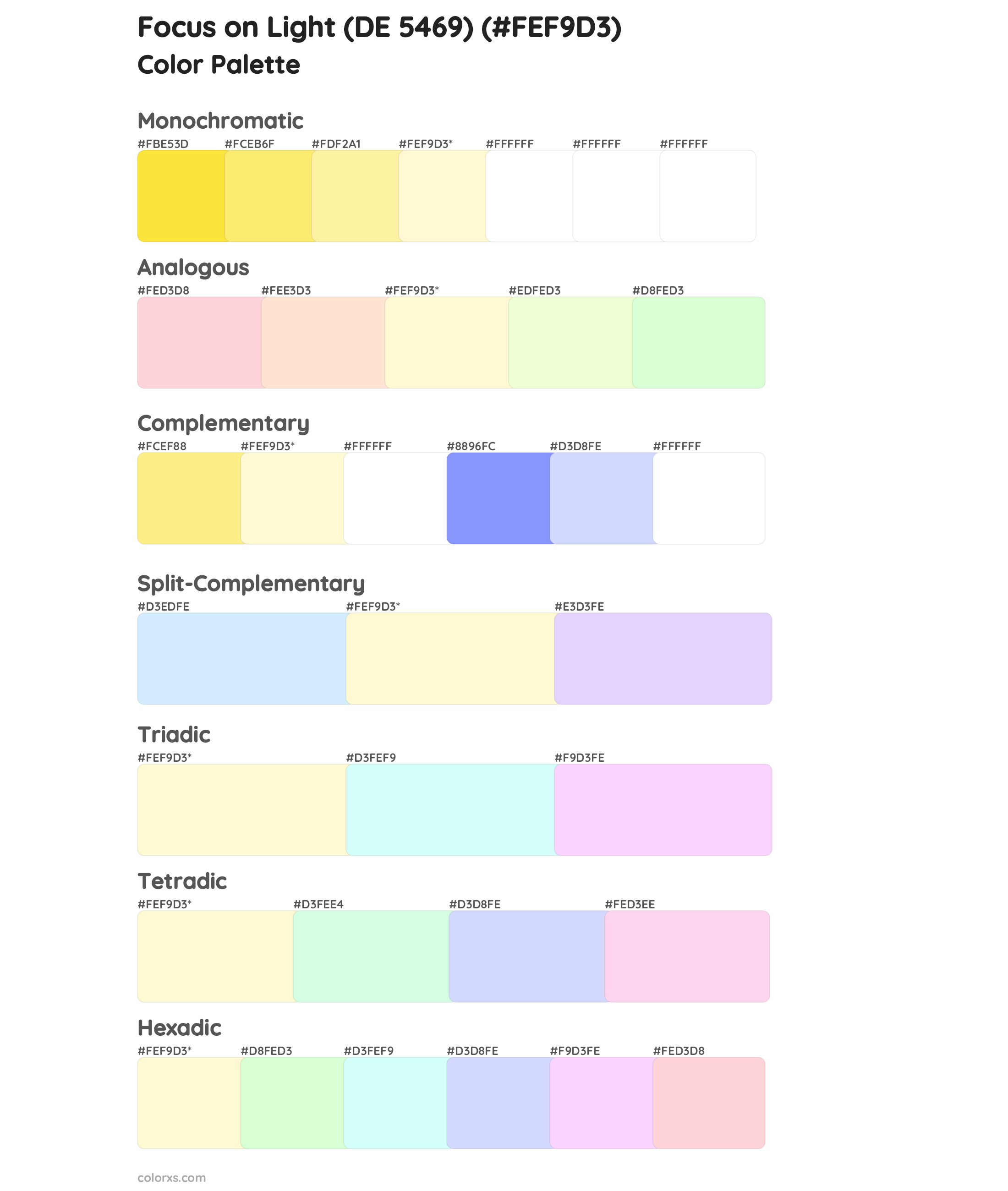 Focus on Light (DE 5469) Color Scheme Palettes