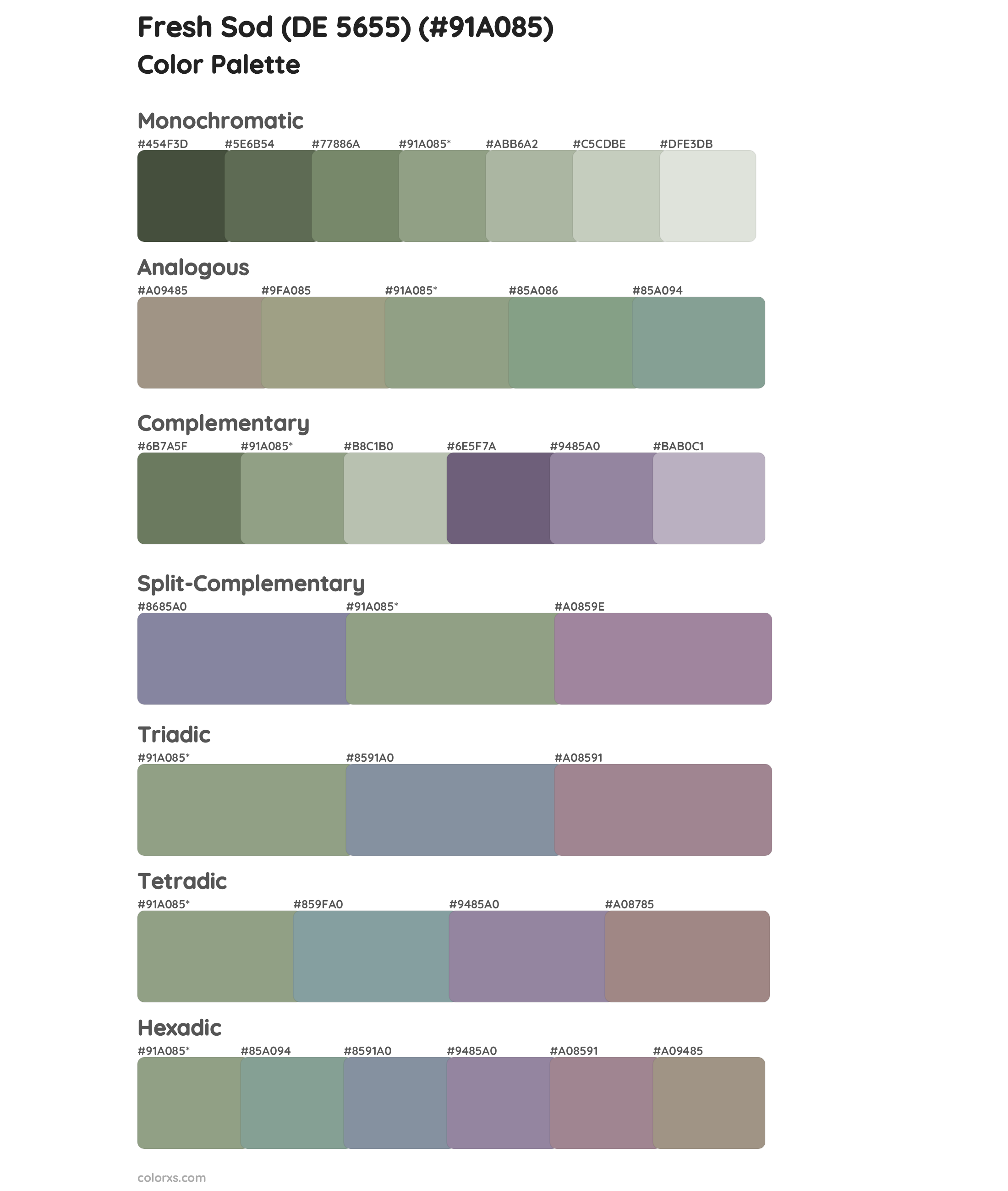 Fresh Sod (DE 5655) Color Scheme Palettes