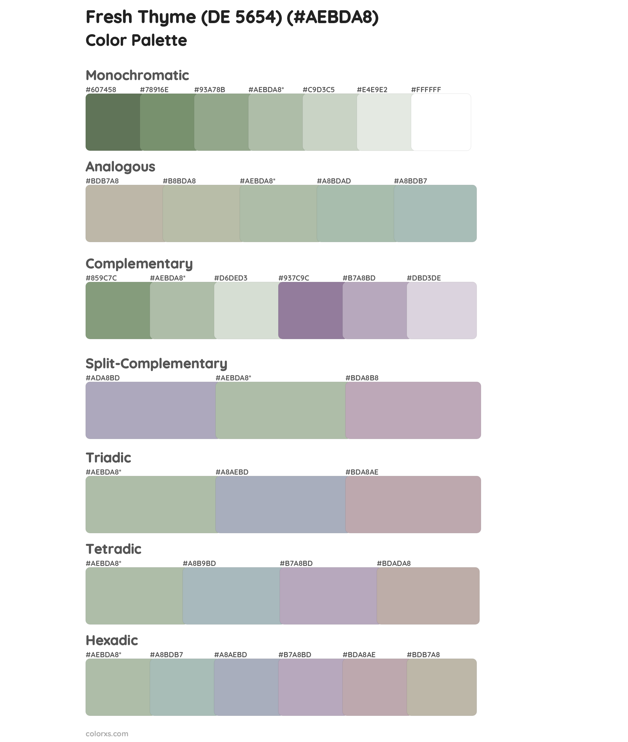 Fresh Thyme (DE 5654) Color Scheme Palettes