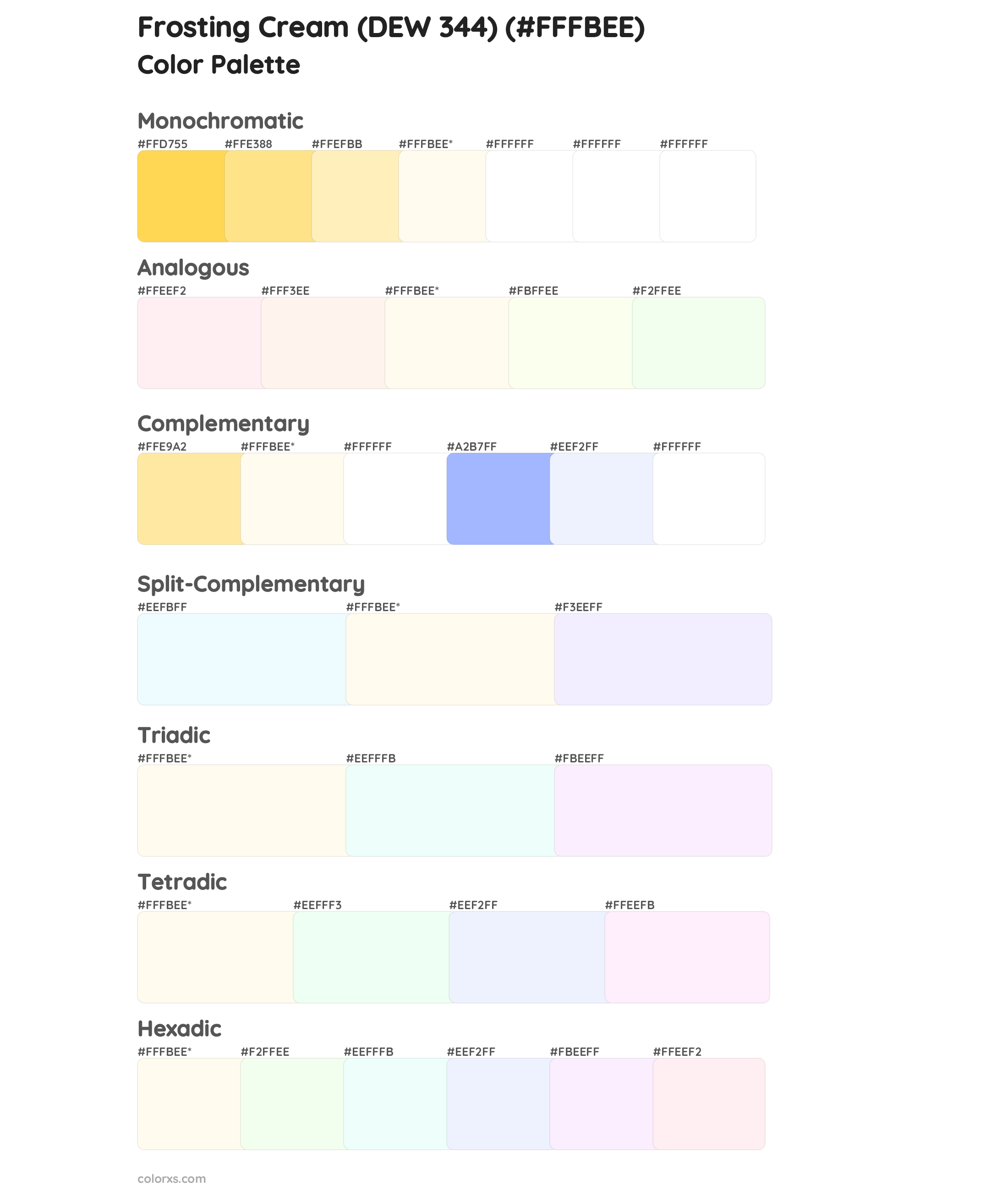 Frosting Cream (DEW 344) Color Scheme Palettes