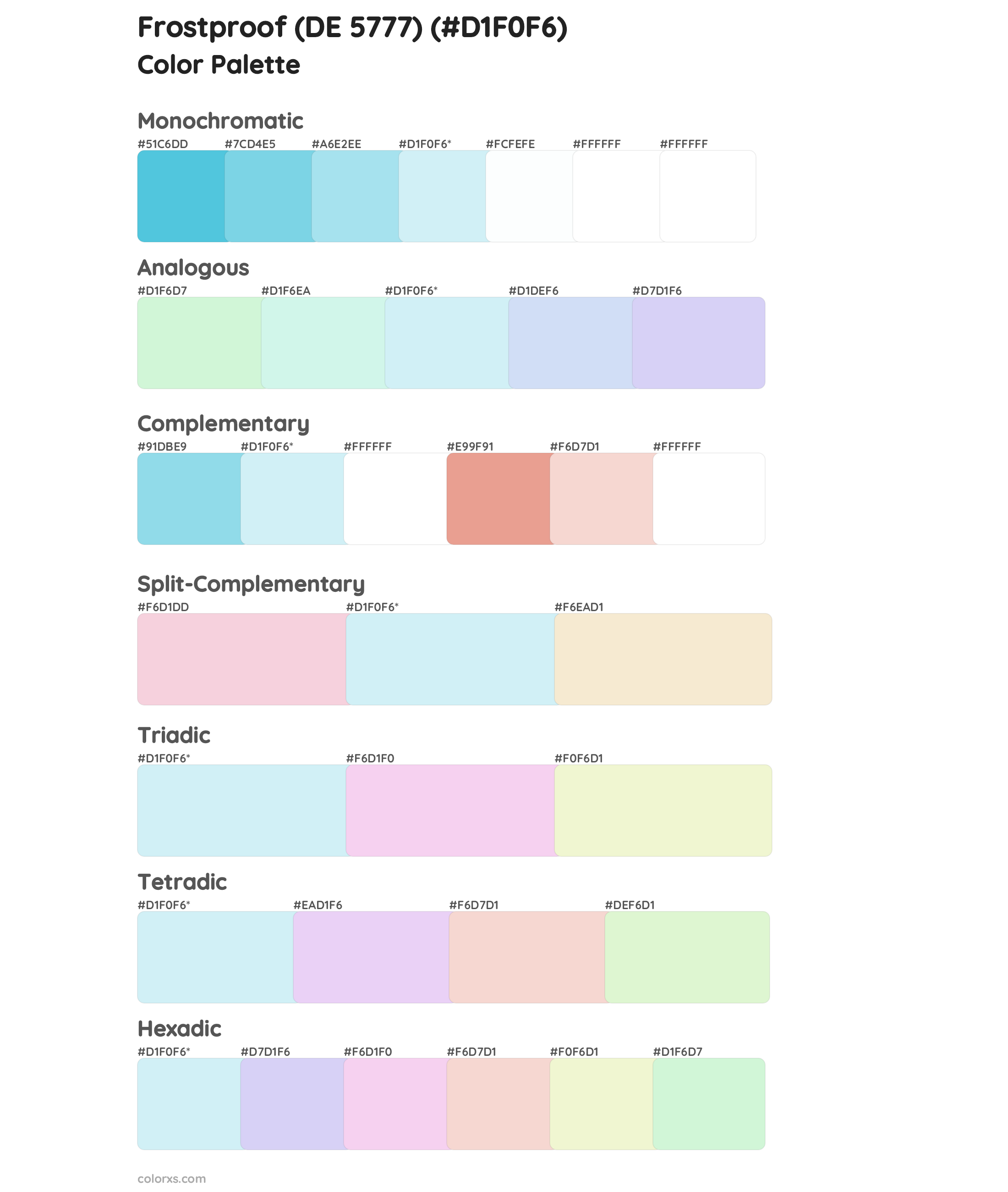 Frostproof (DE 5777) Color Scheme Palettes