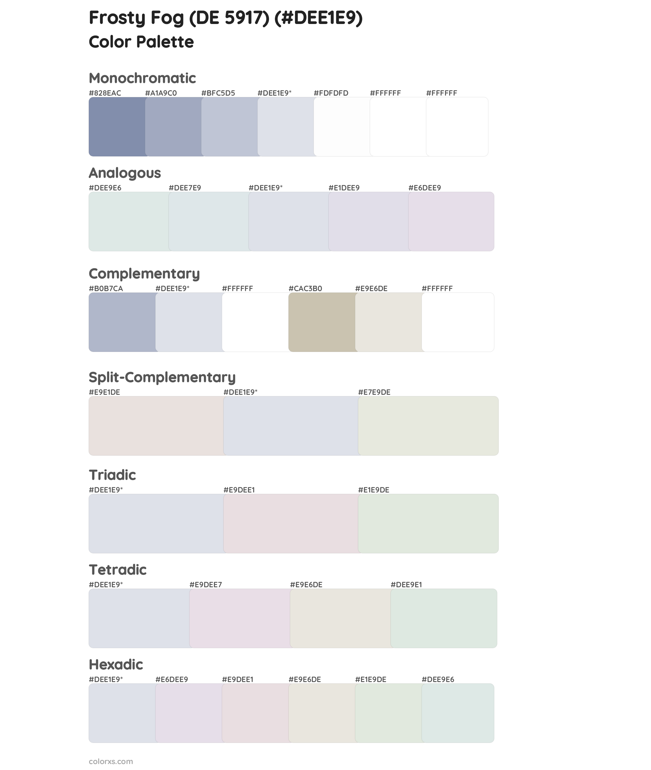 Frosty Fog (DE 5917) Color Scheme Palettes