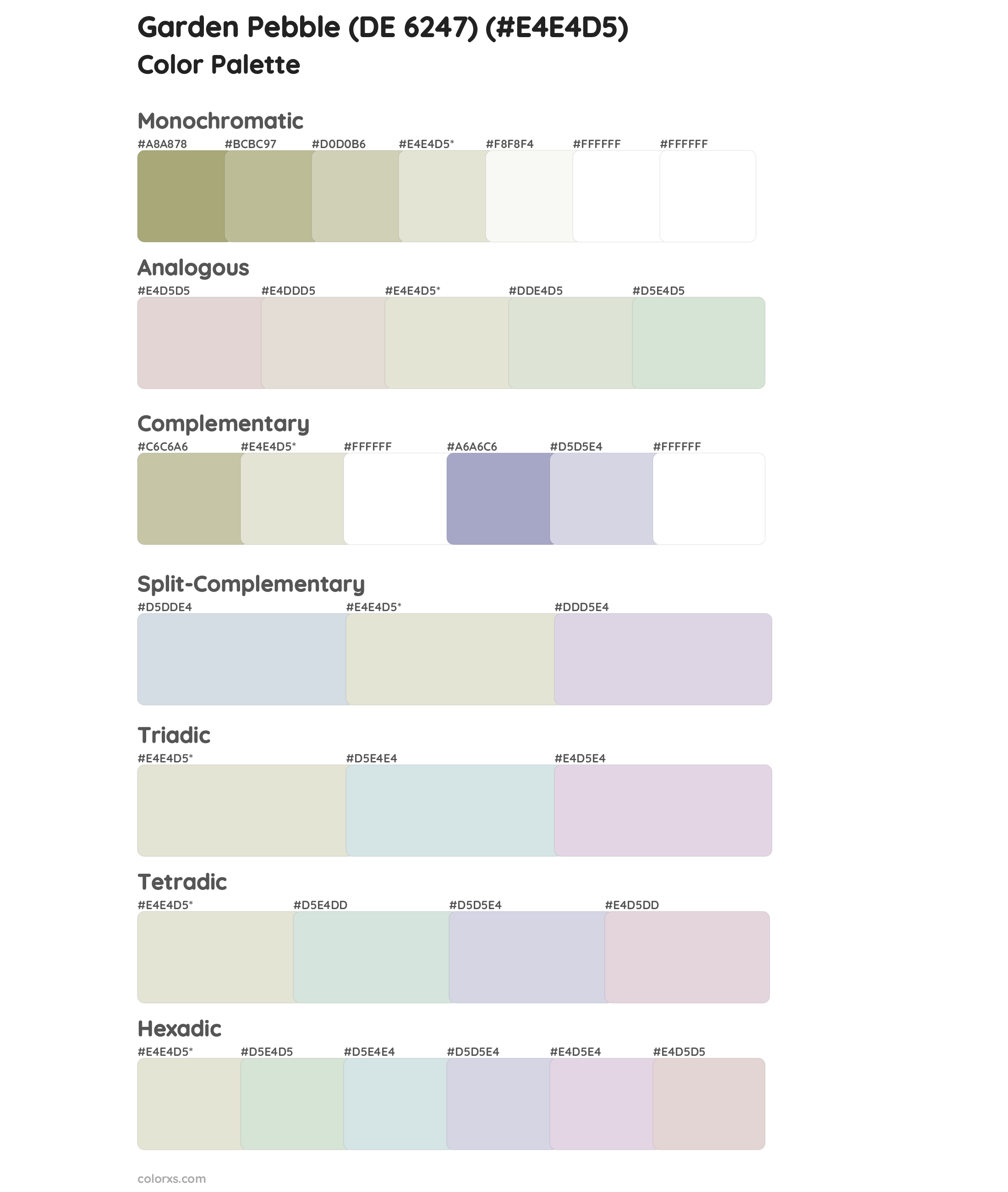 Garden Pebble (DE 6247) Color Scheme Palettes