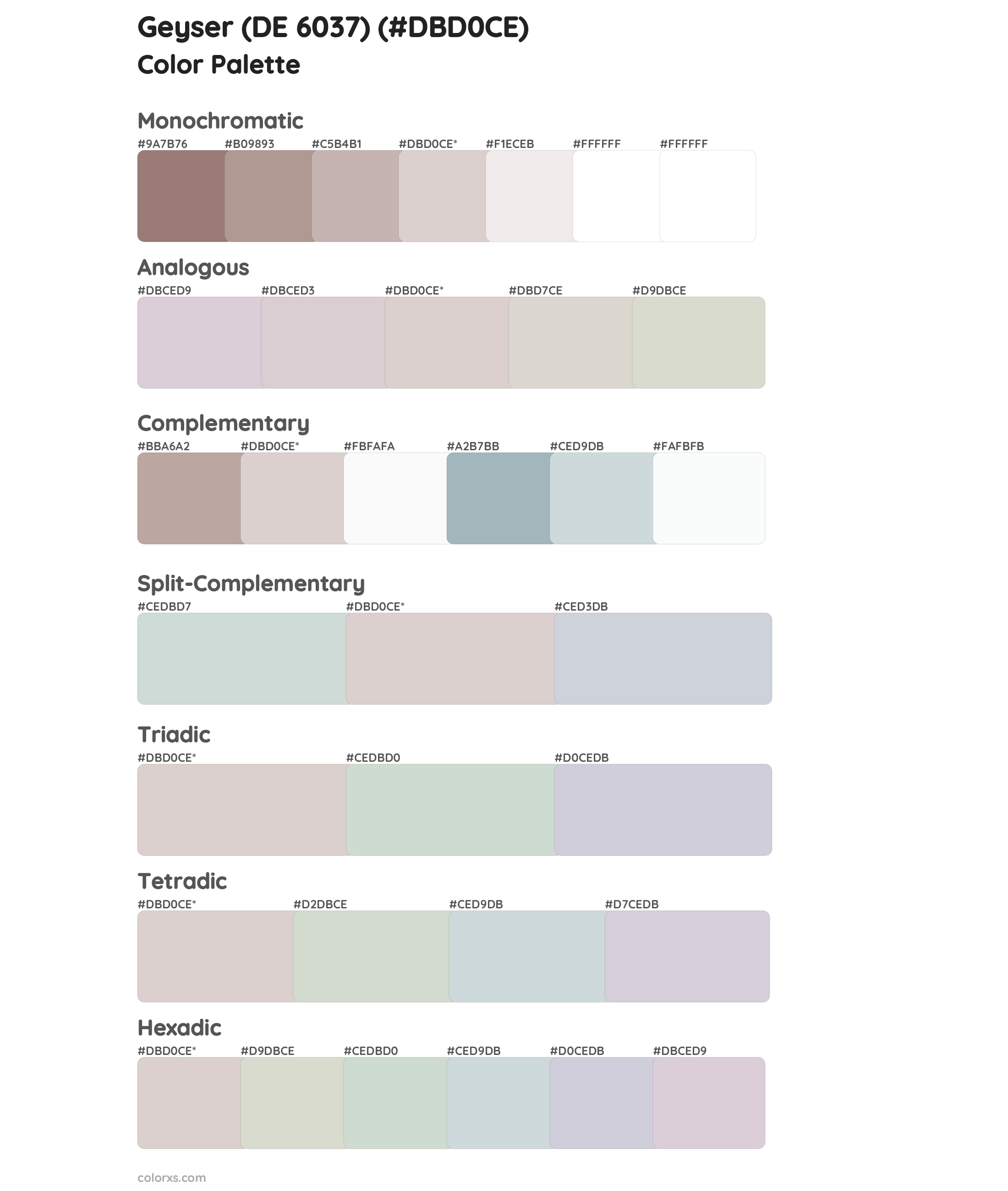 Geyser (DE 6037) Color Scheme Palettes