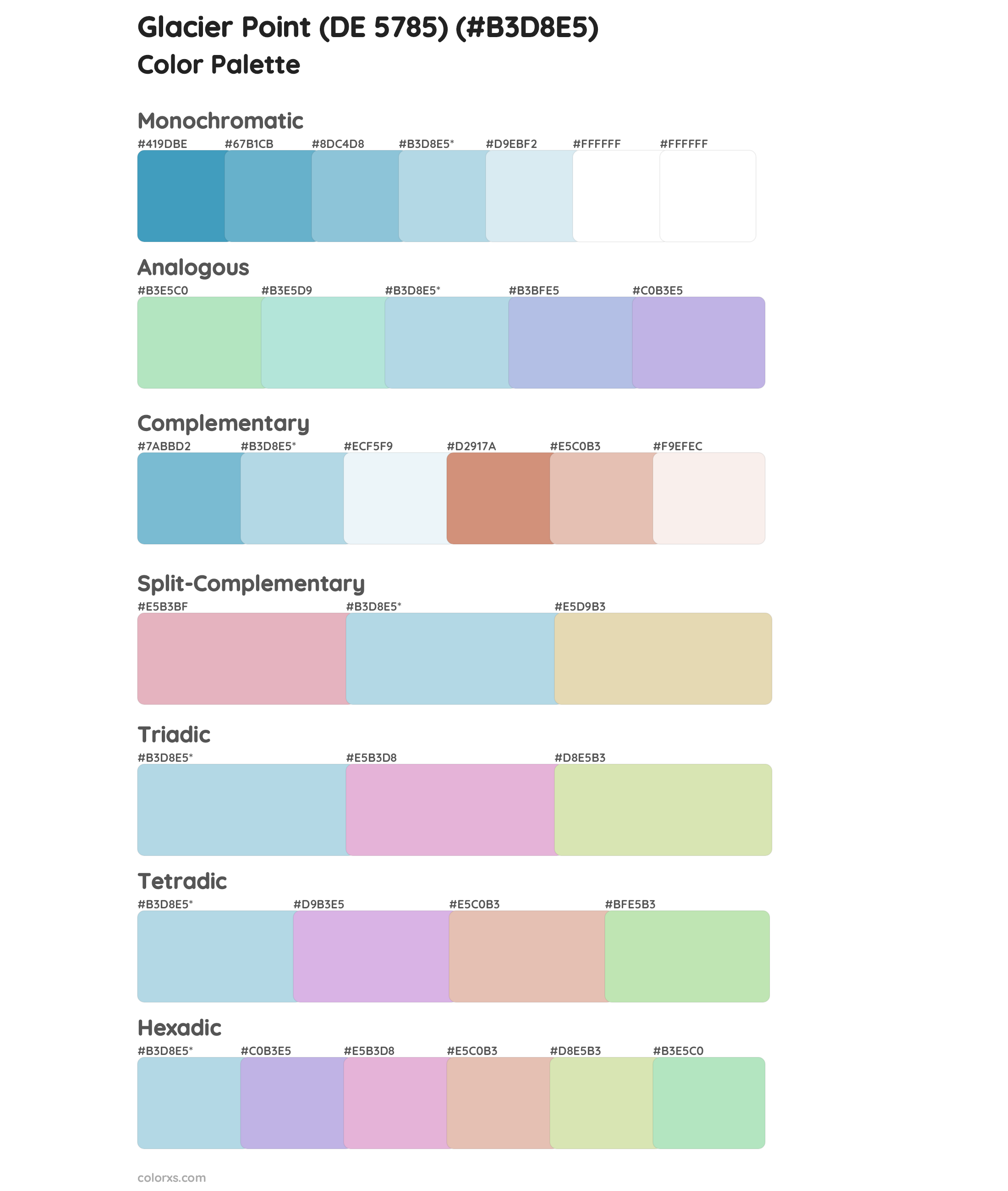 Glacier Point (DE 5785) Color Scheme Palettes