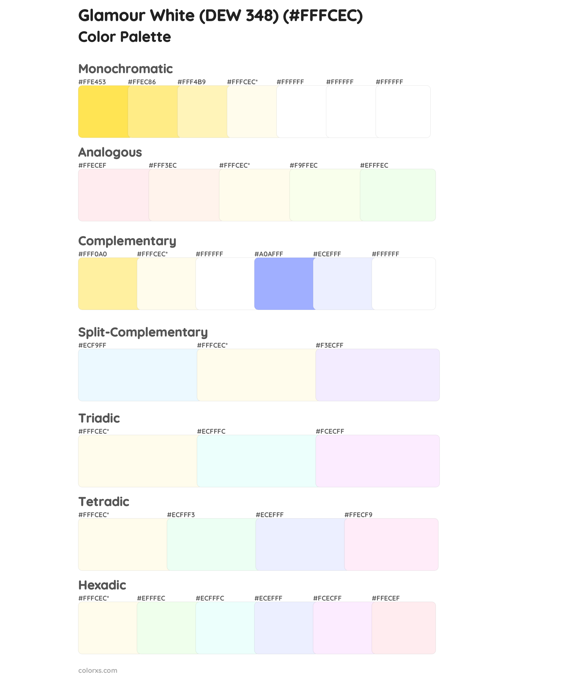 Glamour White (DEW 348) Color Scheme Palettes