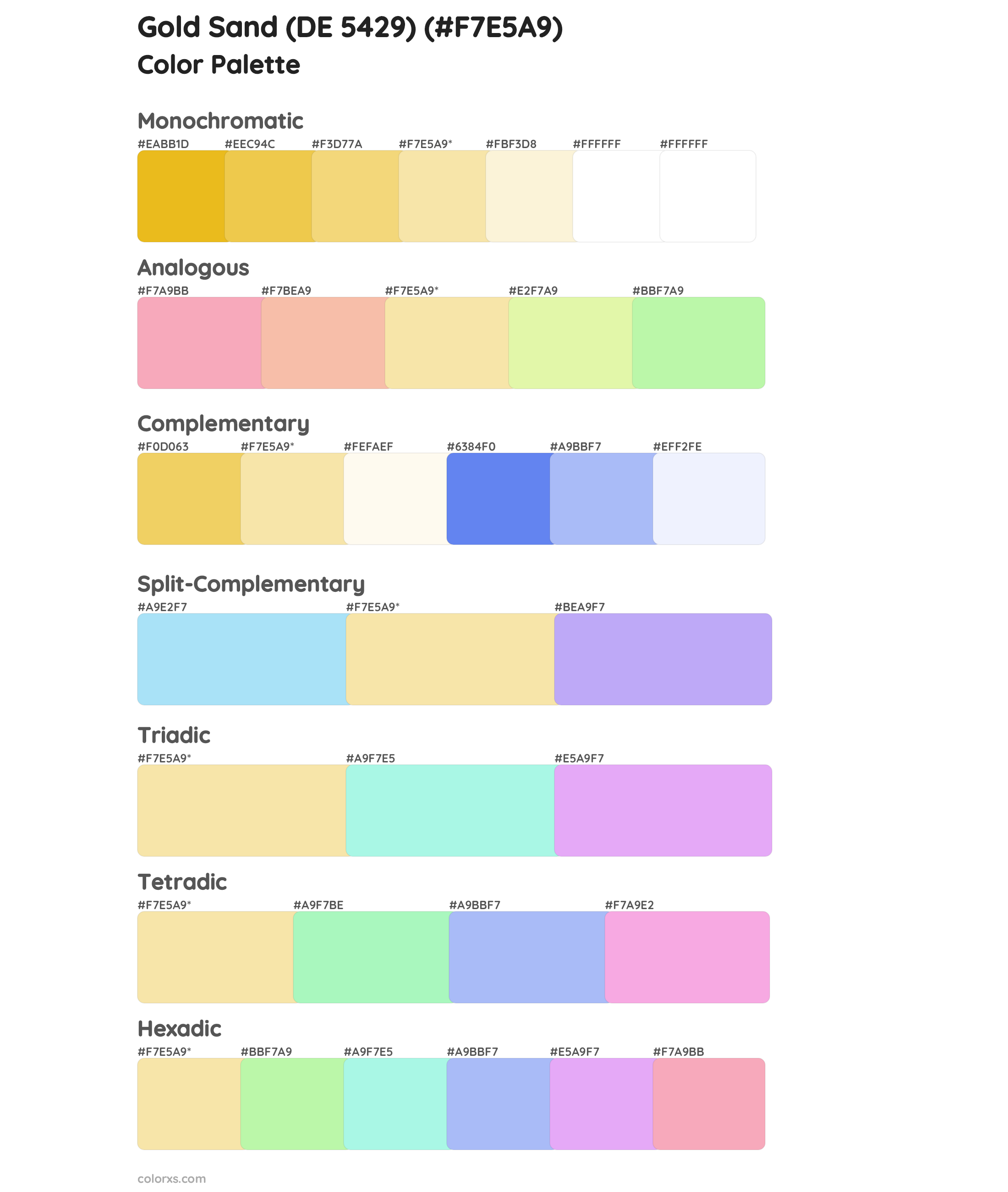 Gold Sand (DE 5429) Color Scheme Palettes