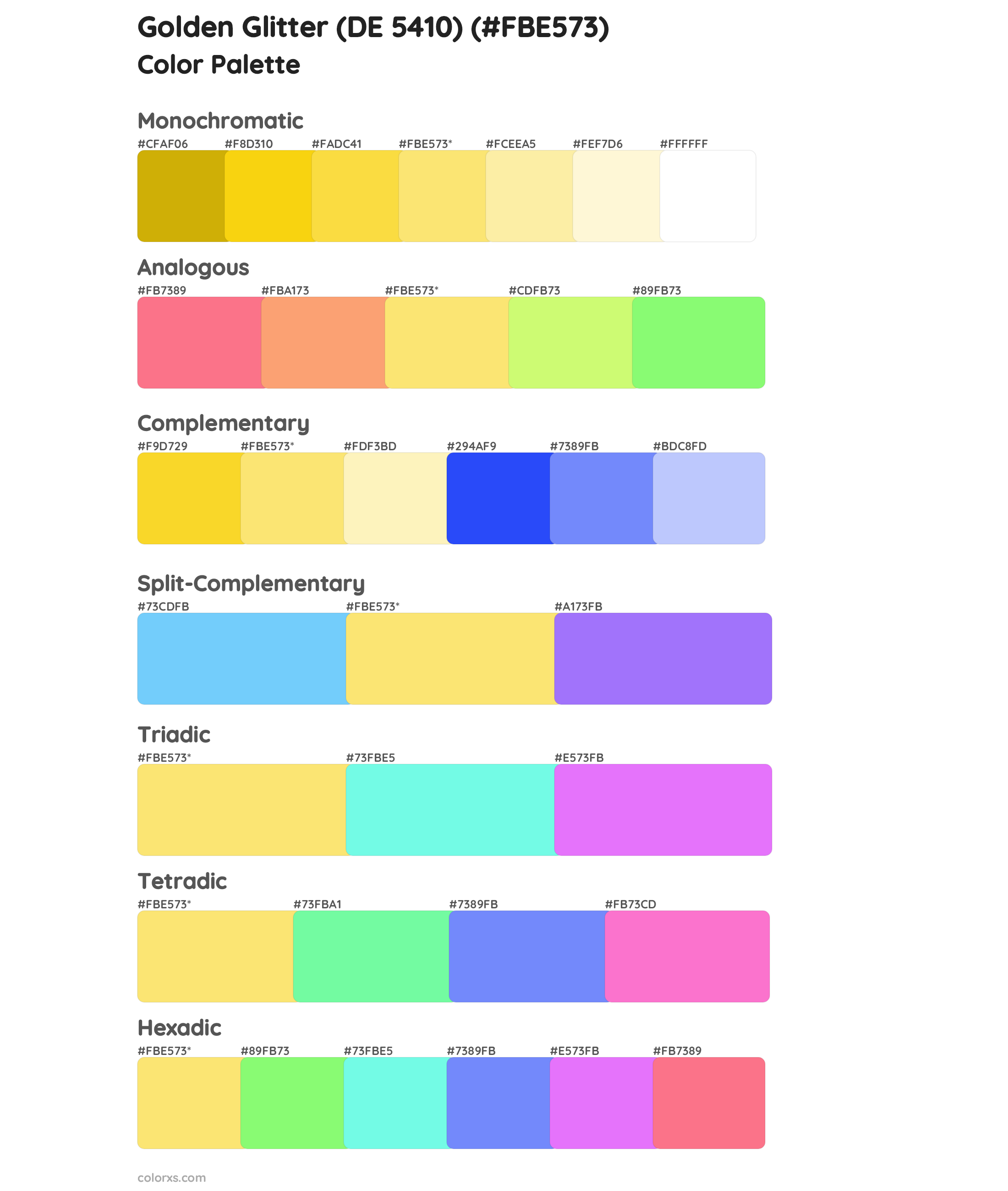 Golden Glitter (DE 5410) Color Scheme Palettes