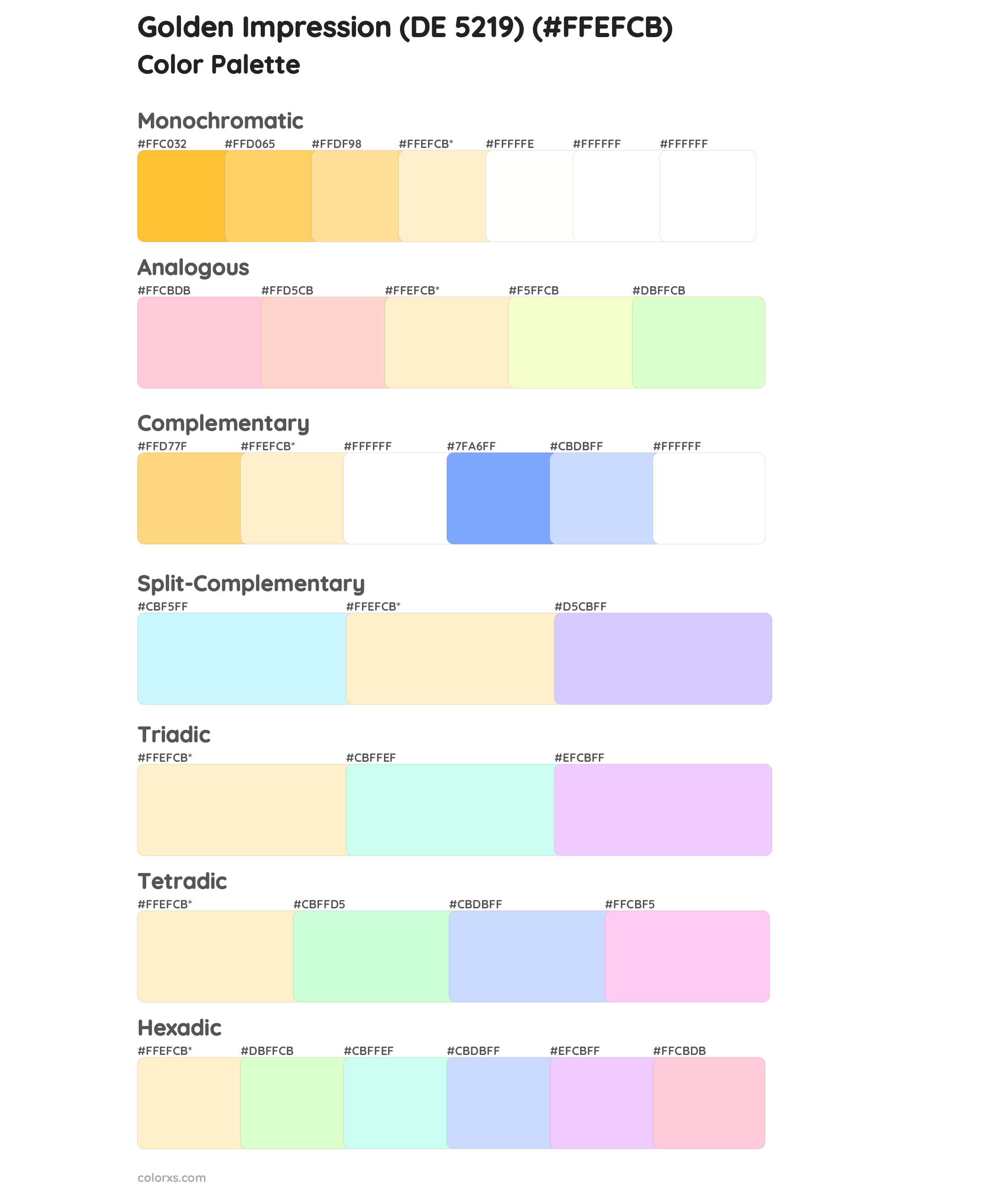 Golden Impression (DE 5219) Color Scheme Palettes